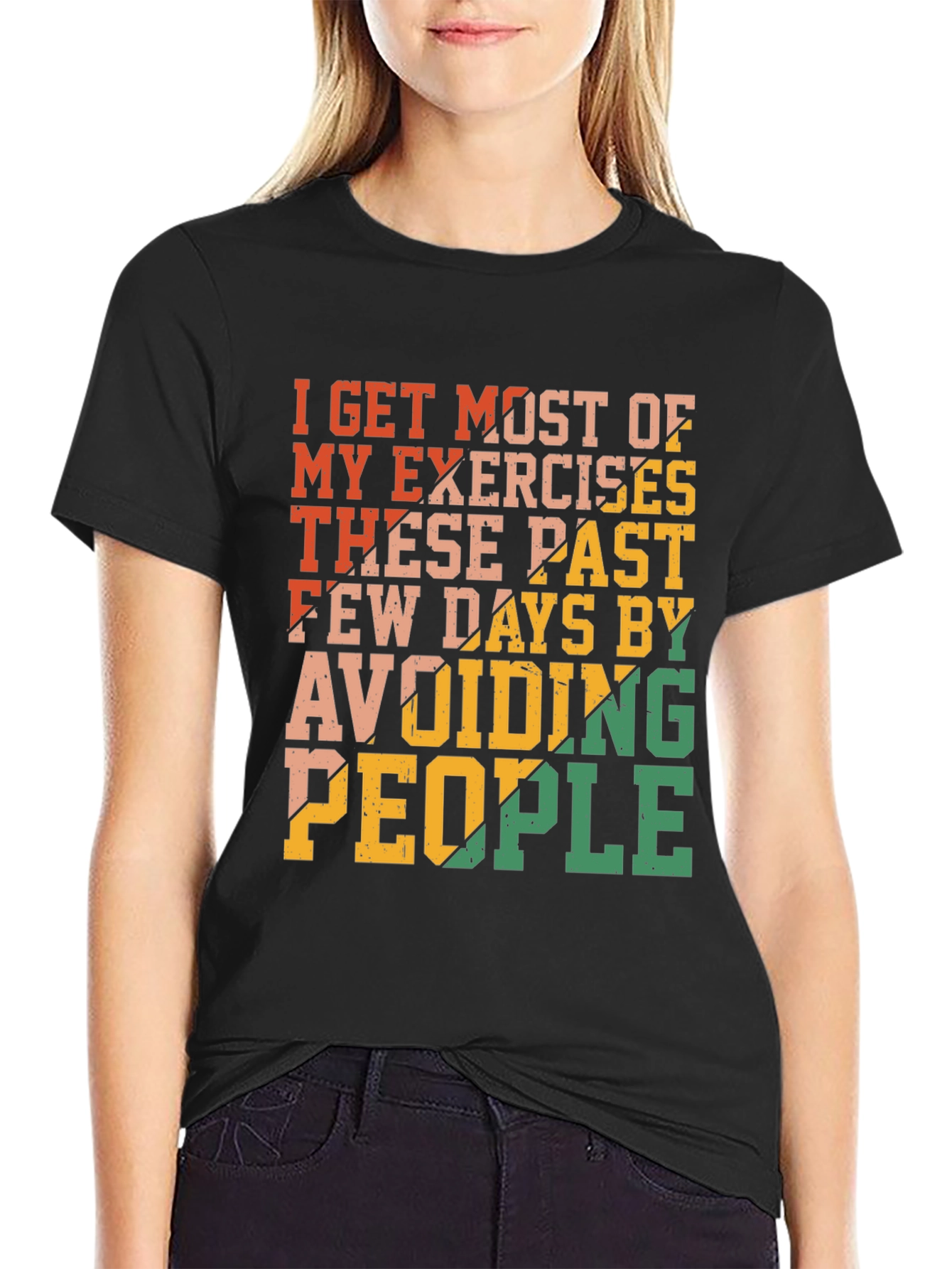 Funny Exercise Avoid People Graphic T-Shirt