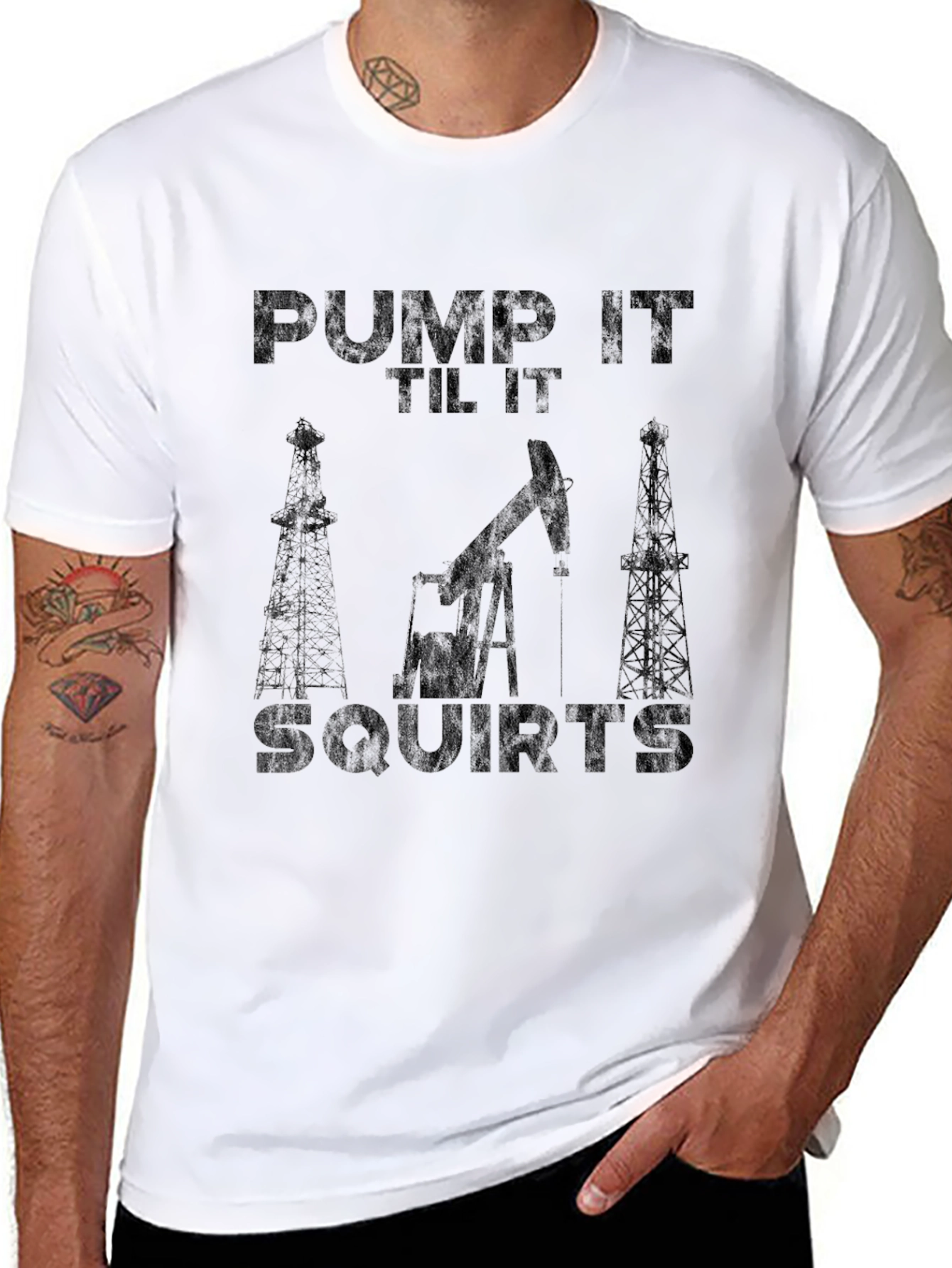 Pump It Til It Squirts Oilfield Black T-Shirt