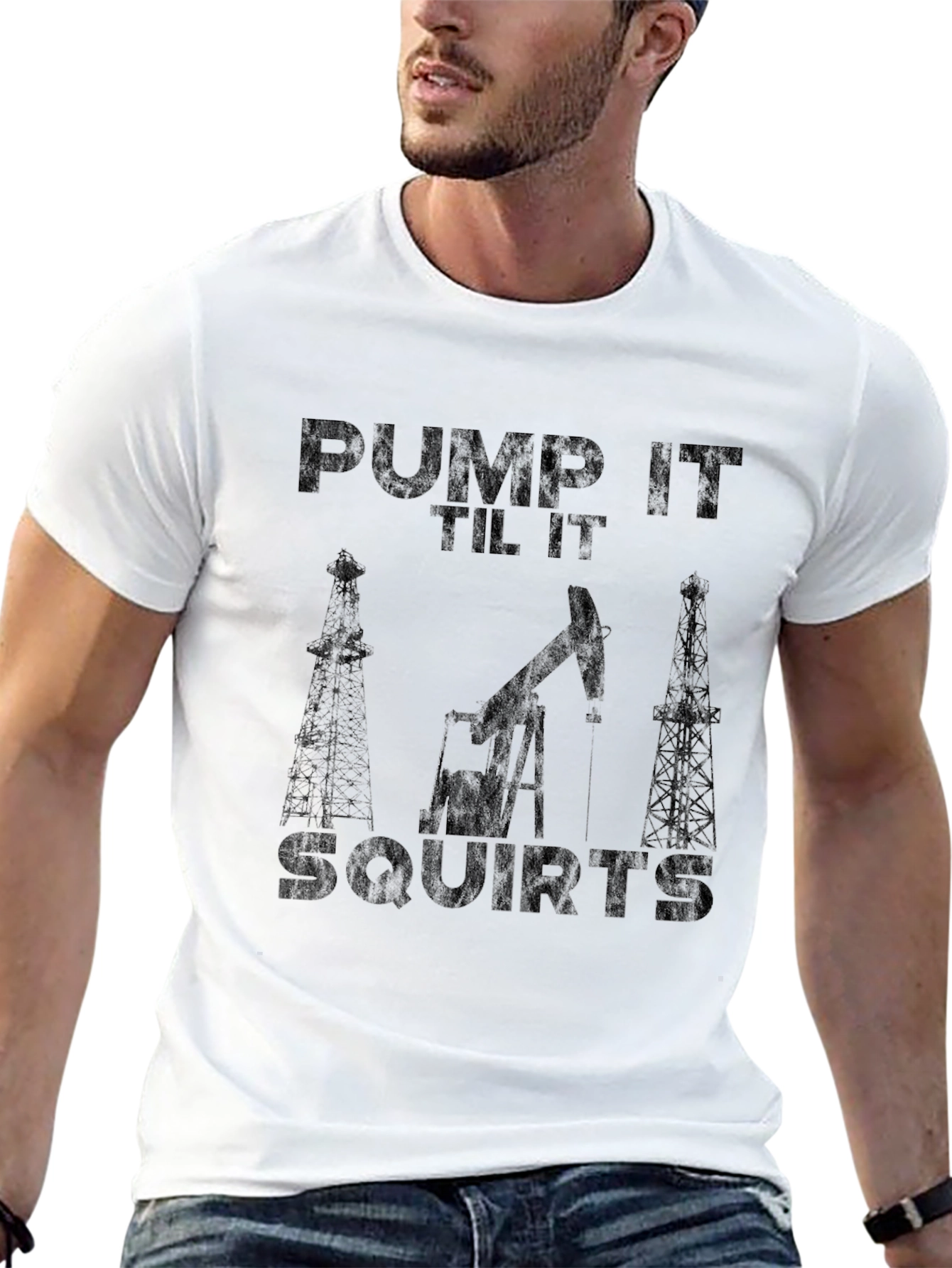 Pump It Til It Squirts Oilfield Black T-Shirt