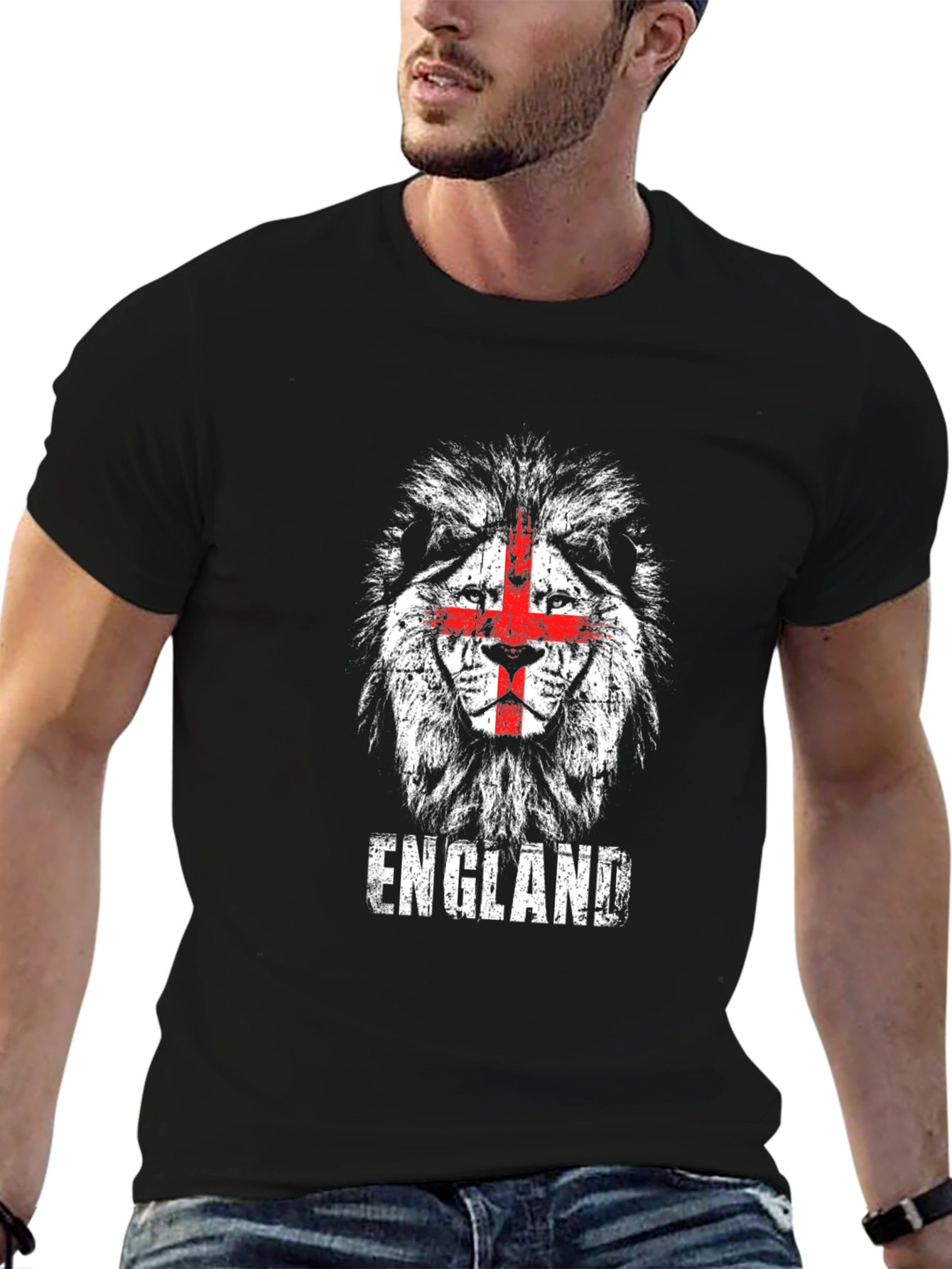 England Lion T-Shirt - Distressed Graphic Tee