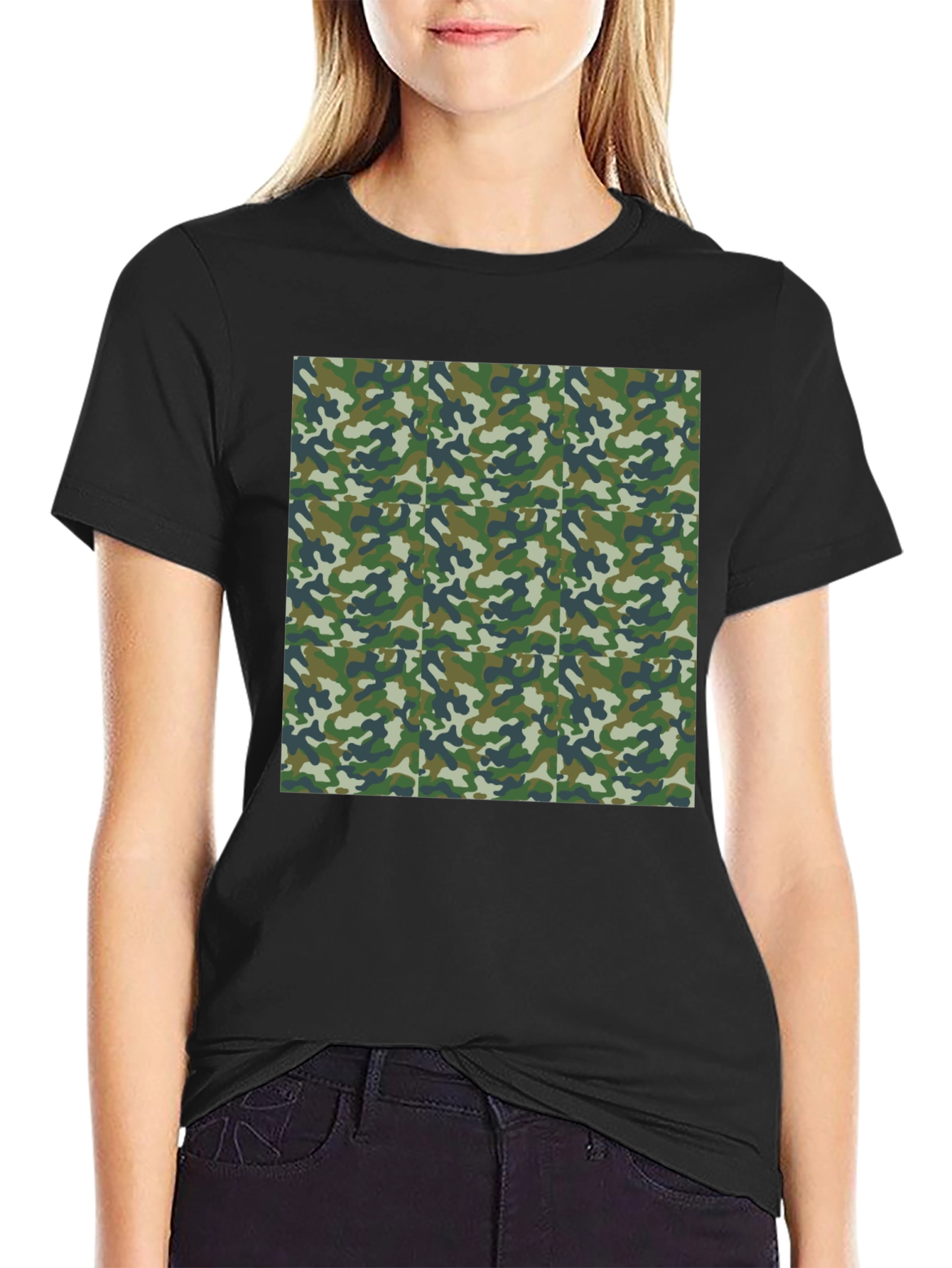 Camo Print Mens Black T-Shirt