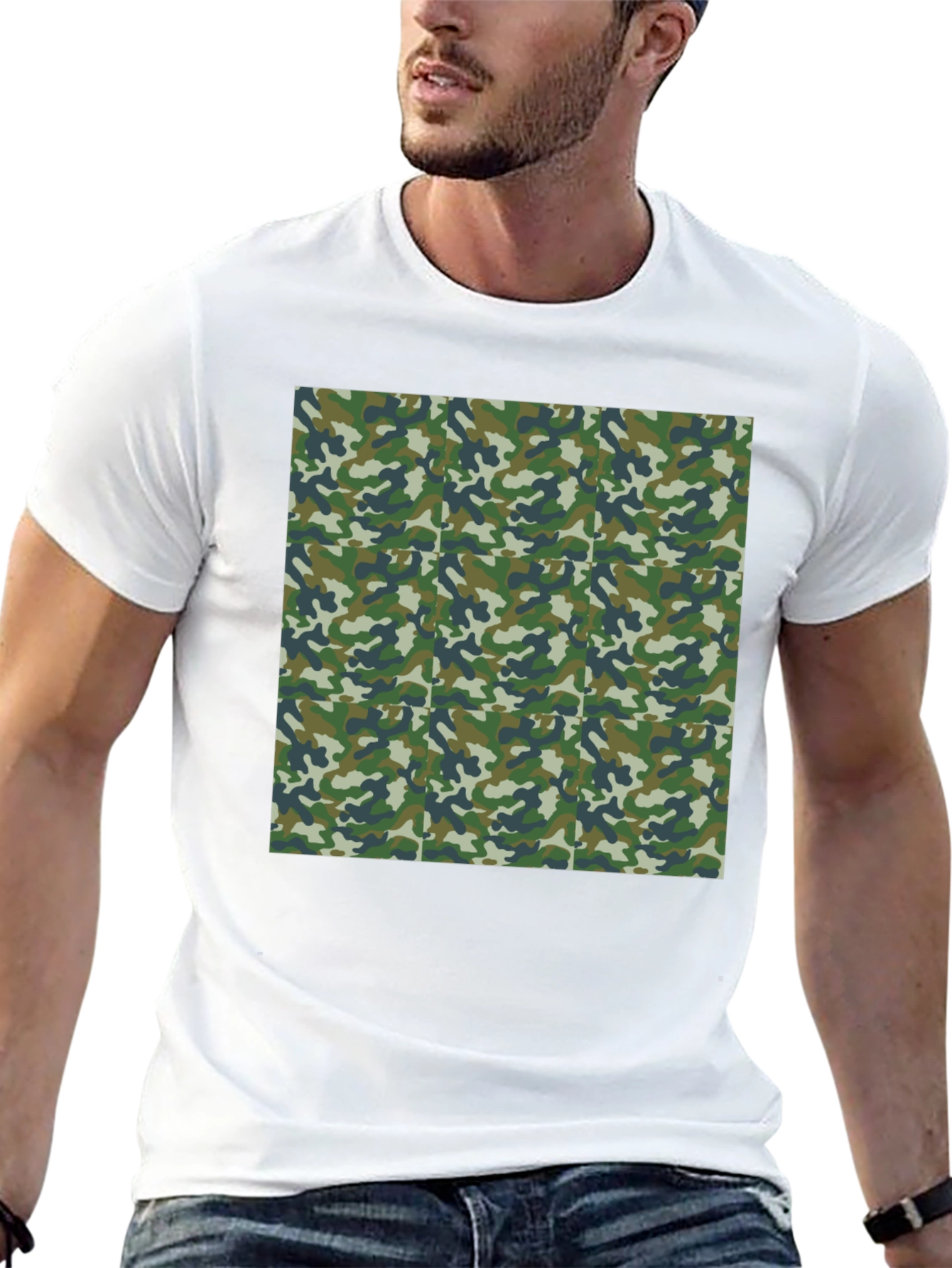 Camo Print Mens Black T-Shirt