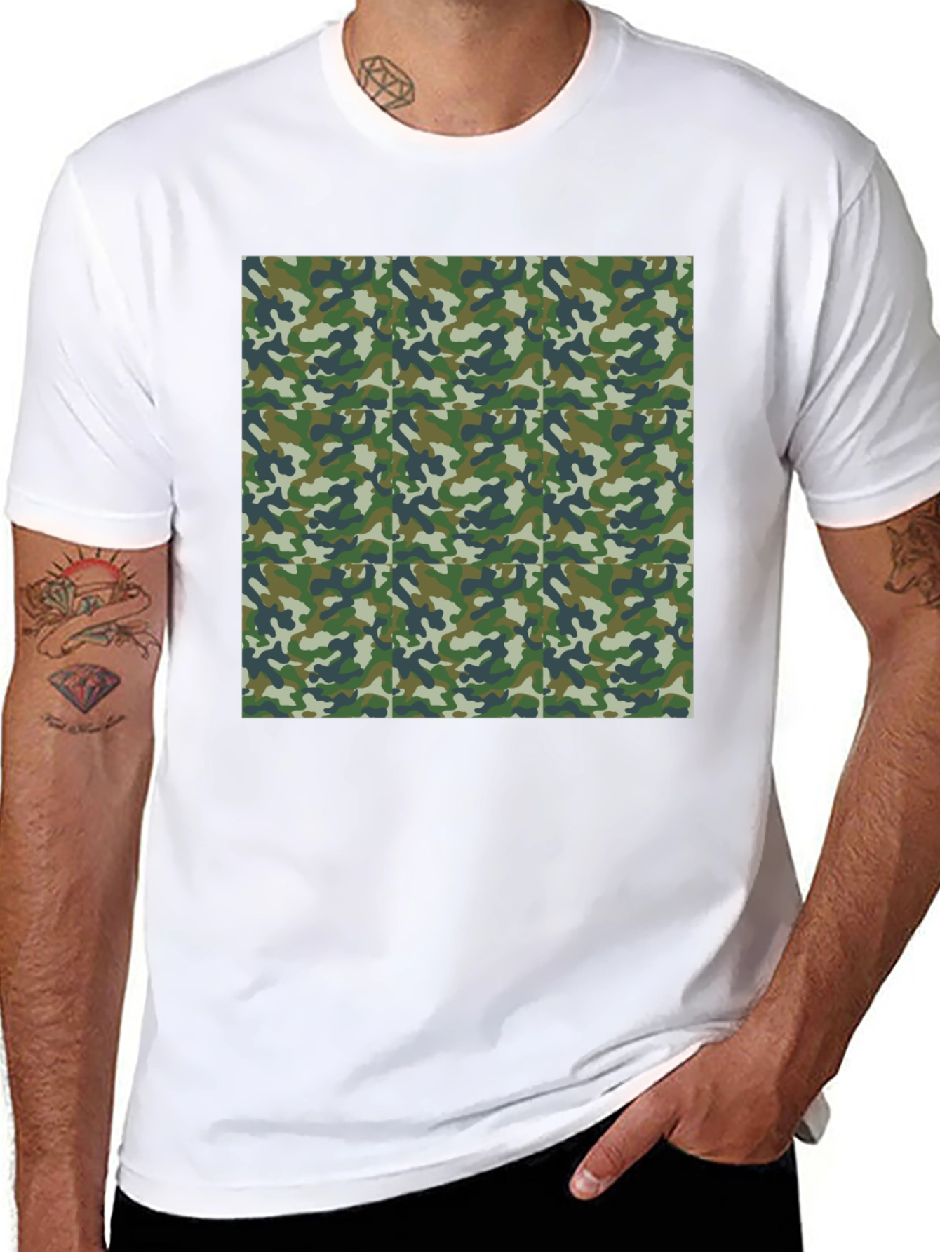 Camo Print Mens Black T-Shirt
