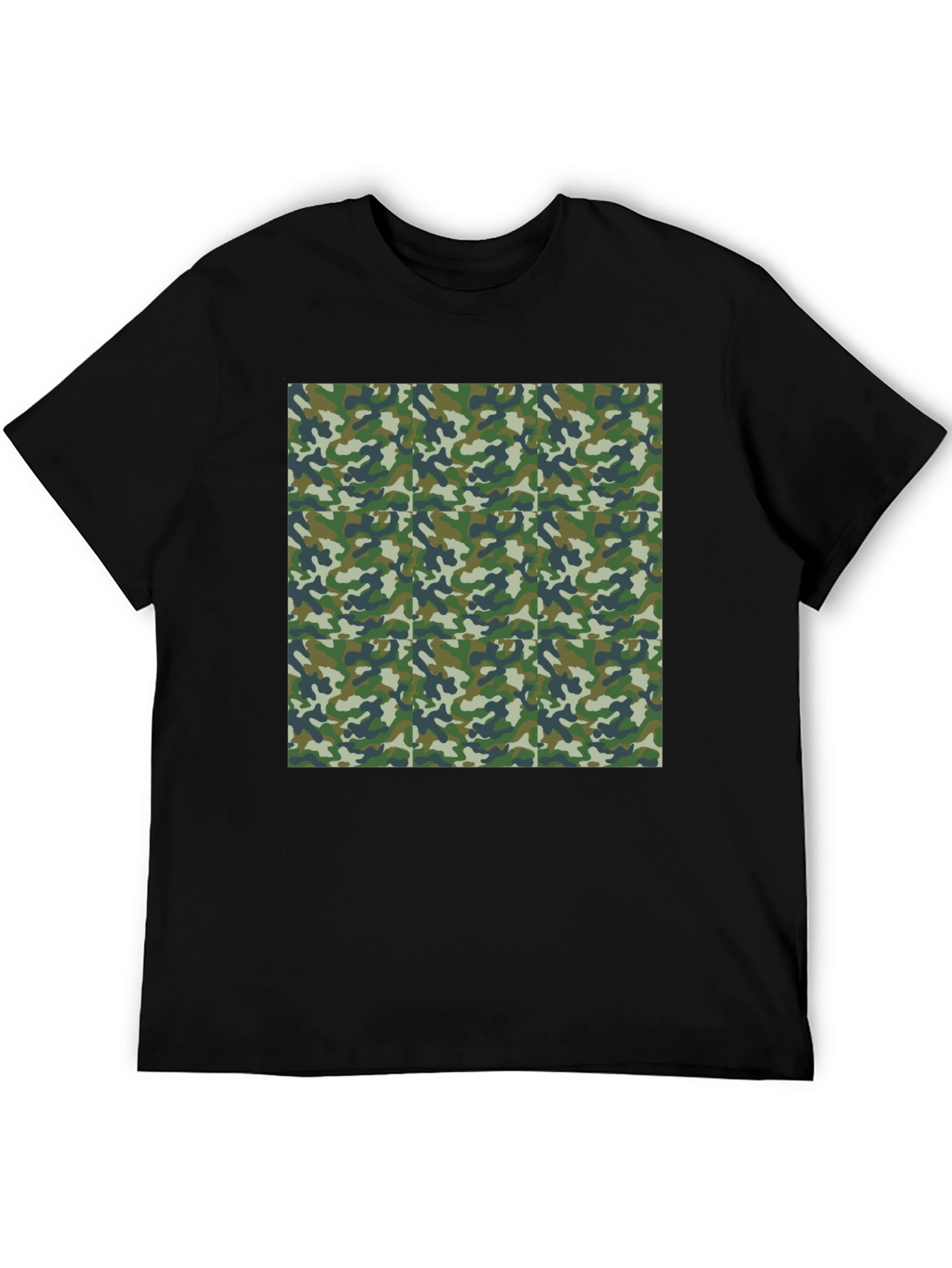 Camo Print Mens Black T-Shirt