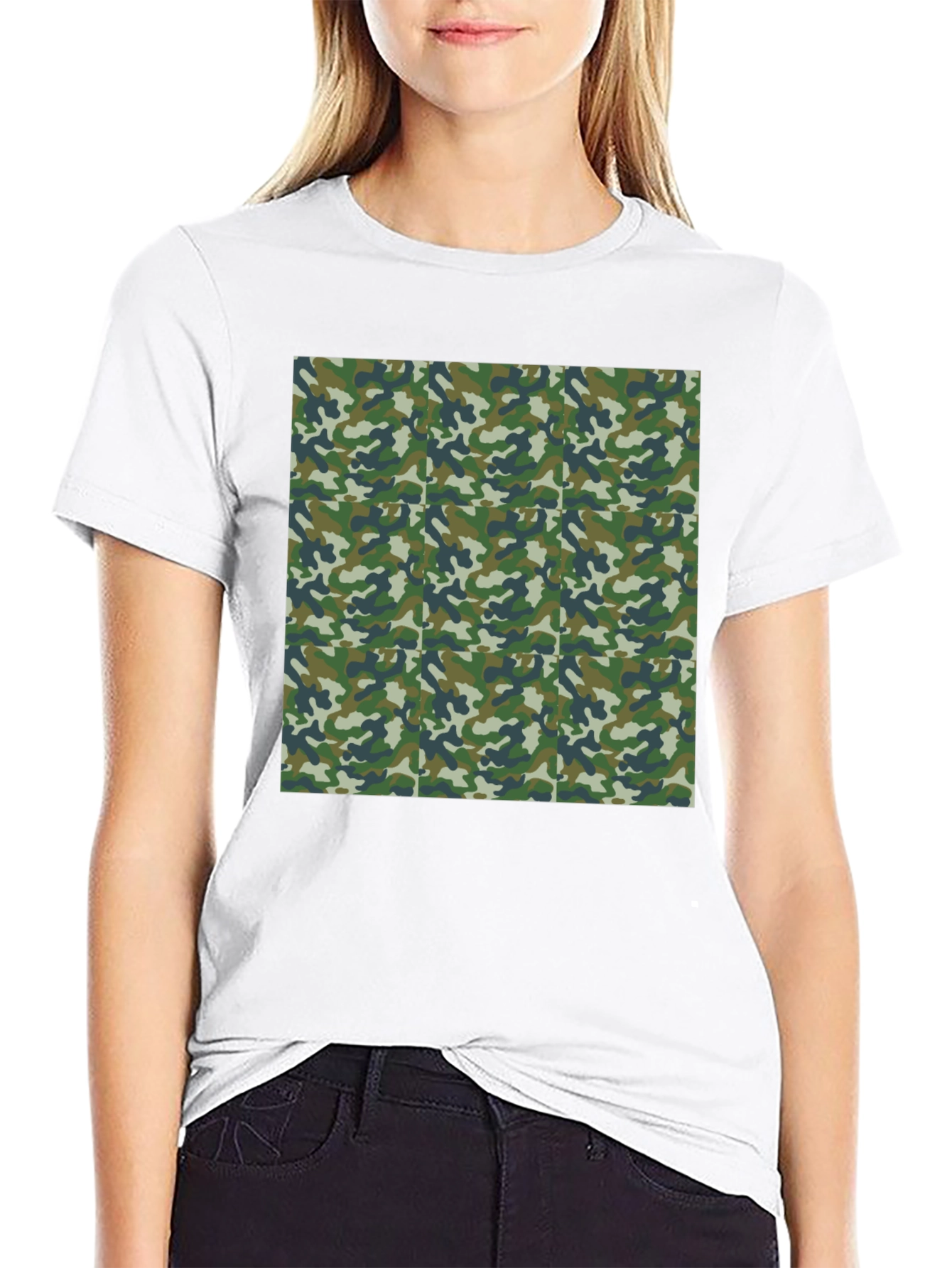 Camo Print Mens Black T-Shirt