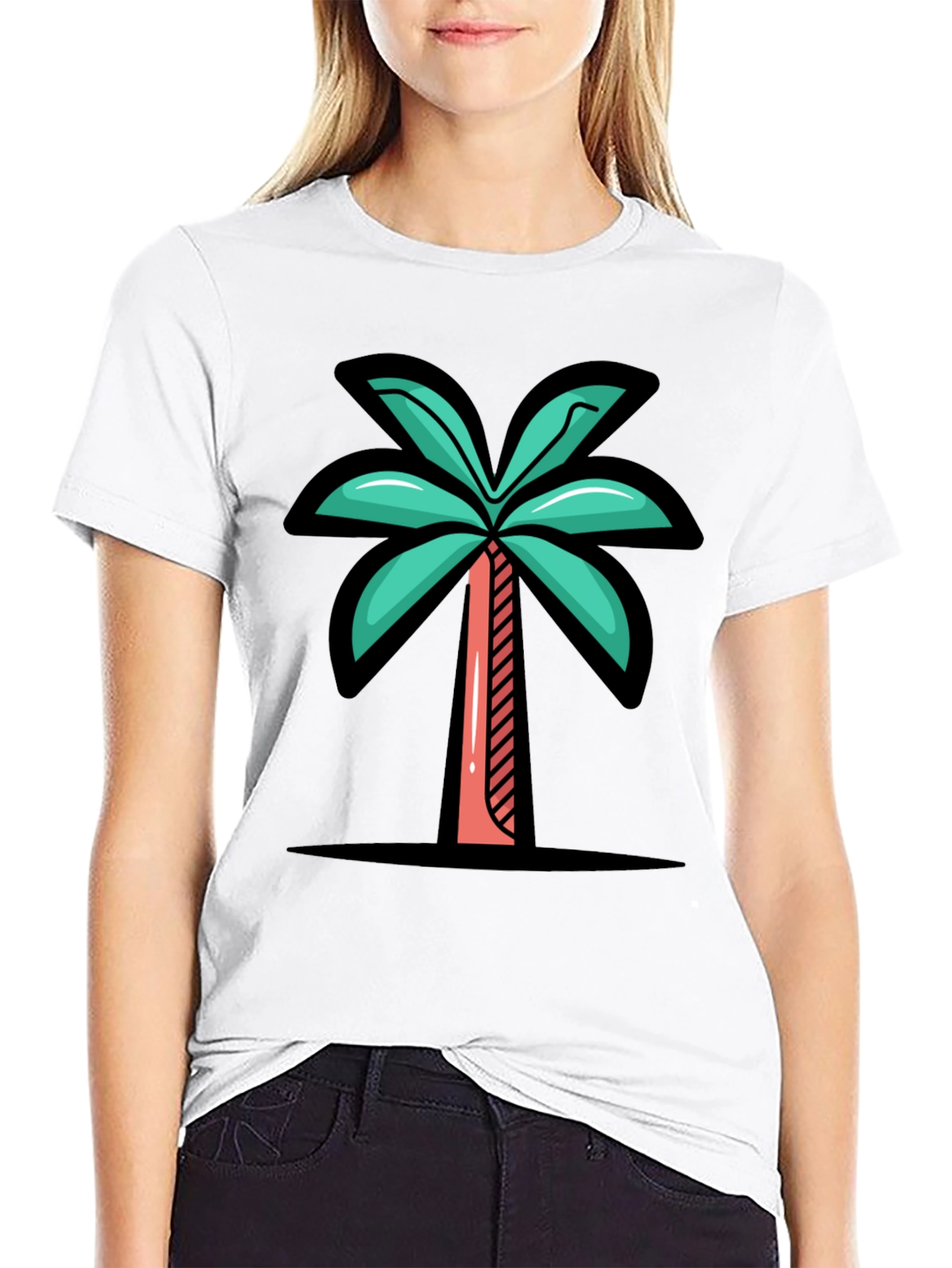Tropical Palm Tree Graphic Tee - Black