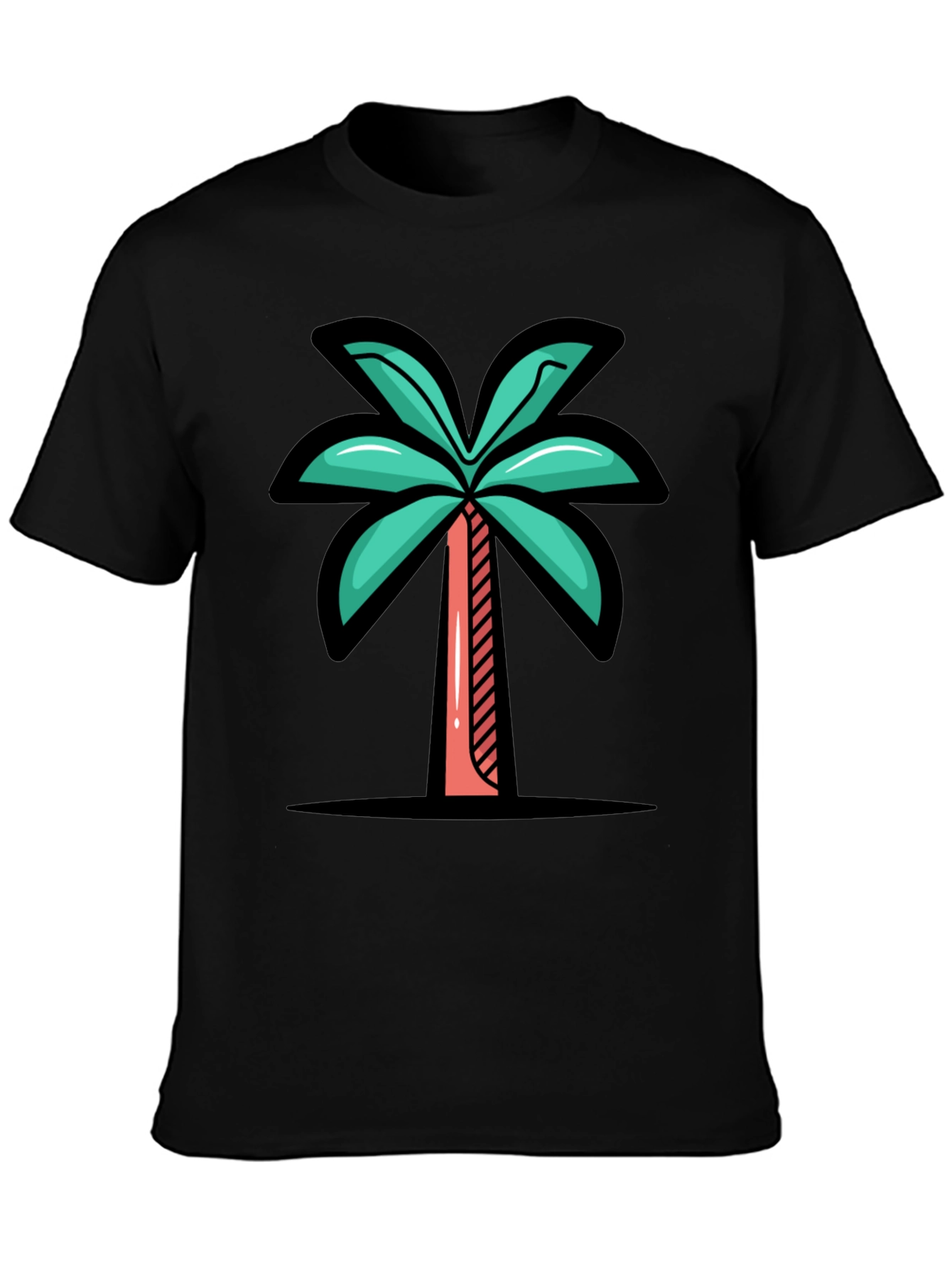 Tropical Palm Tree Graphic Tee - Black
