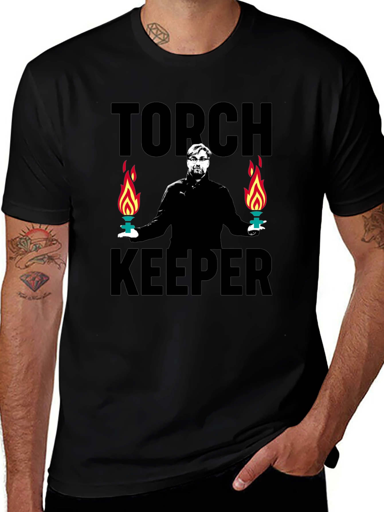 Torch Keeper Graphic Tee - Stylish Black T-Shirt
