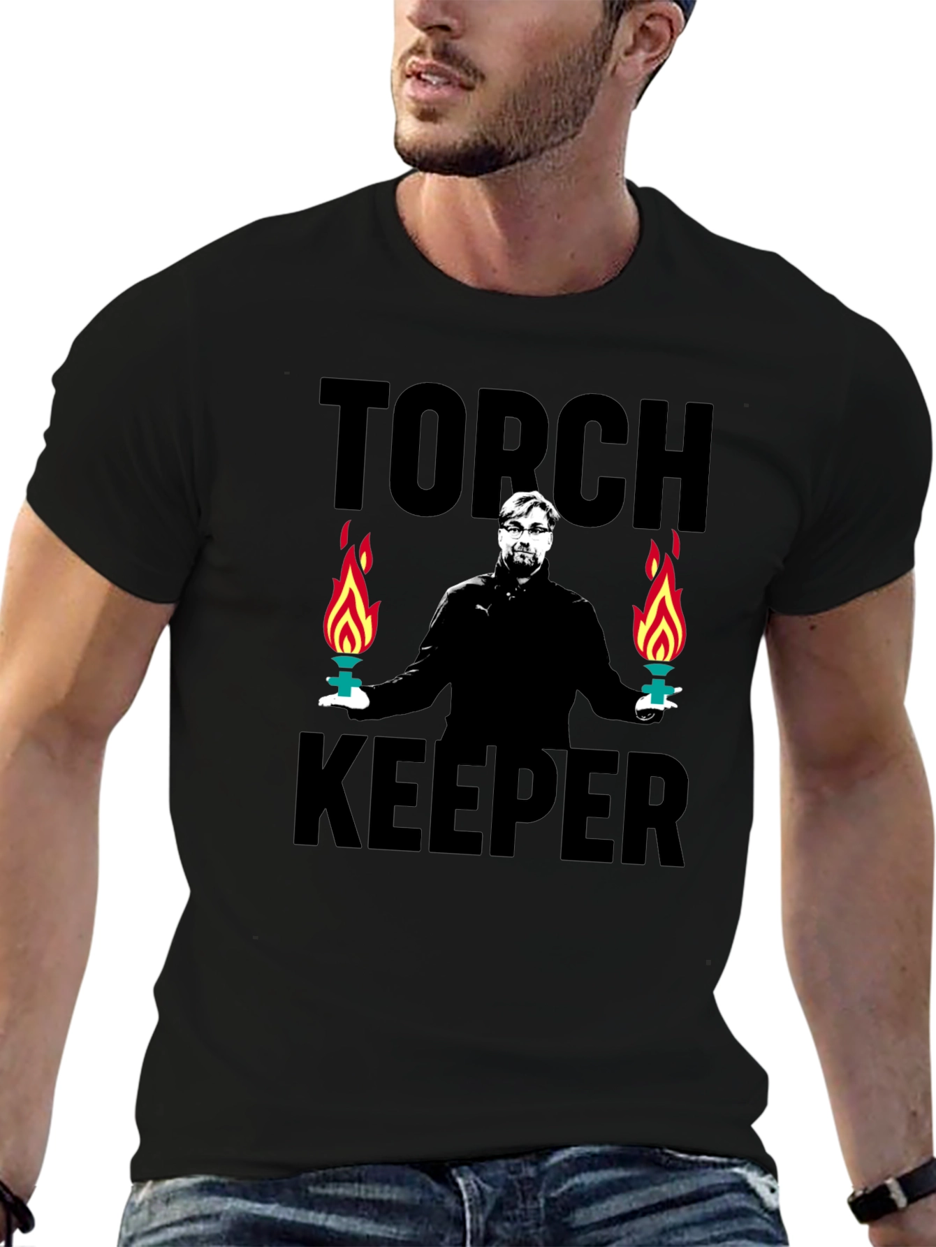 Torch Keeper Graphic Tee - Stylish Black T-Shirt
