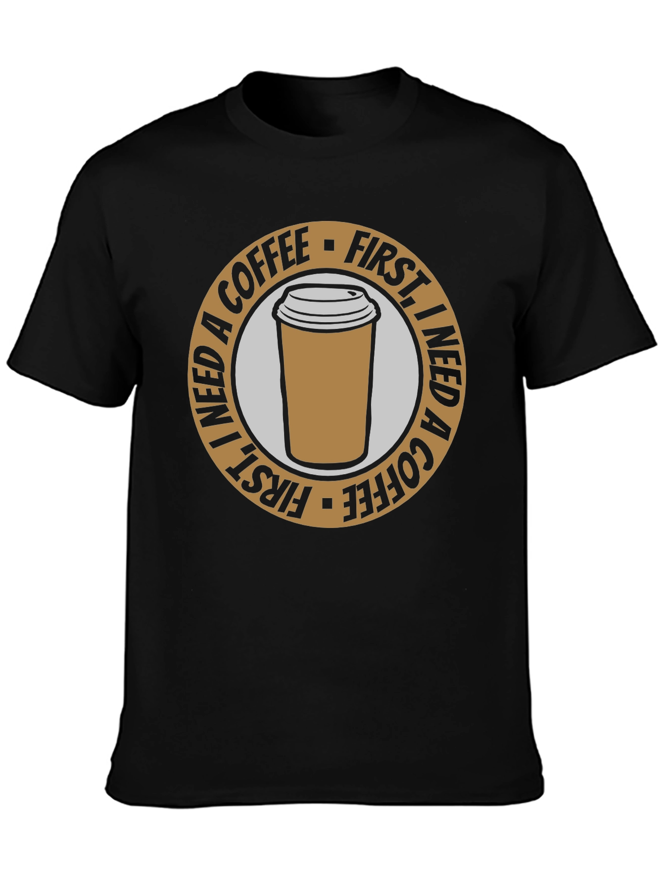 Coffee First T-Shirt - Black Graphic Tee
