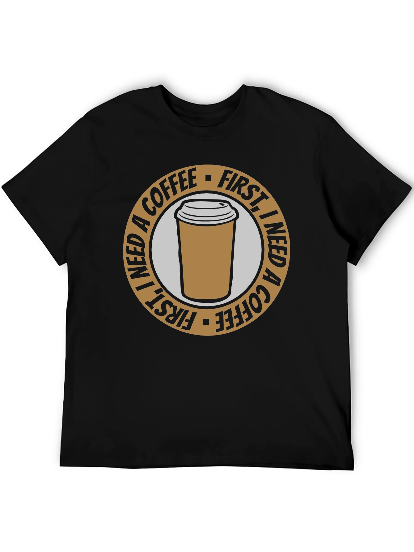 Coffee First T-Shirt - Black Graphic Tee