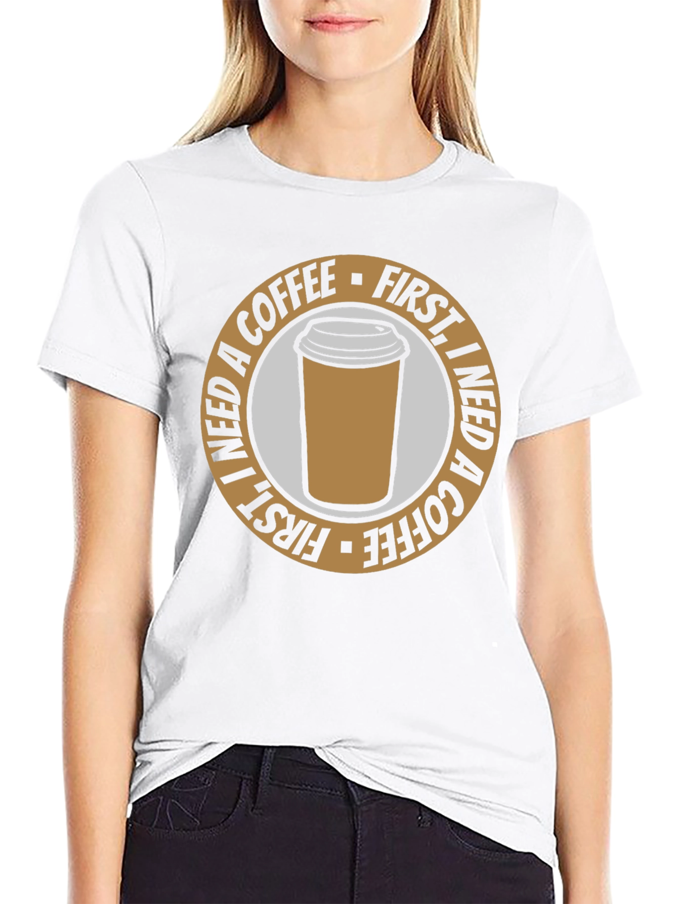 Coffee First T-Shirt - Black Graphic Tee