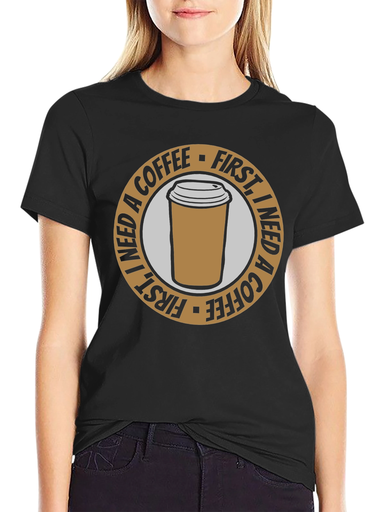Coffee First T-Shirt - Black Graphic Tee