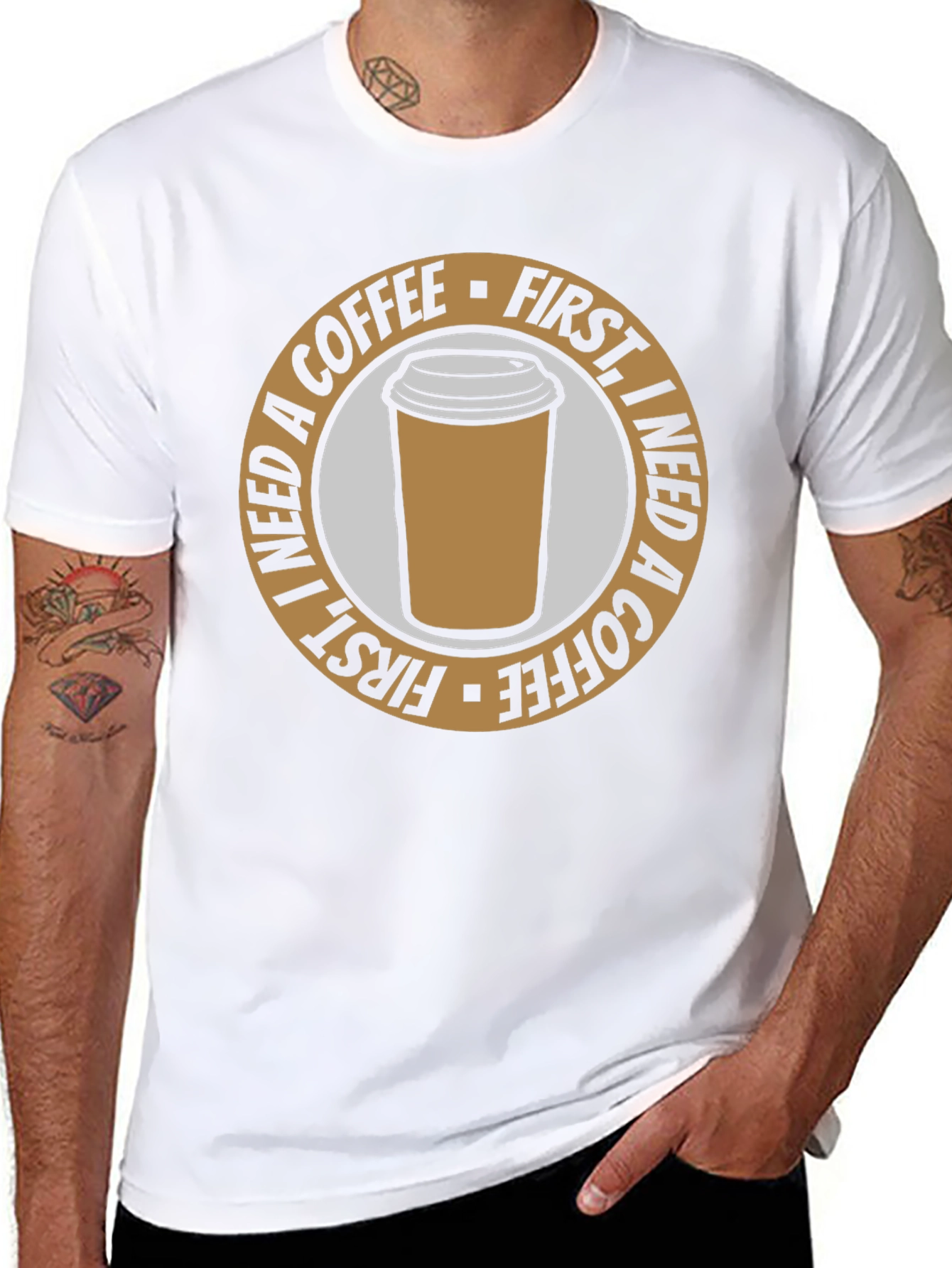 Coffee First T-Shirt - Black Graphic Tee