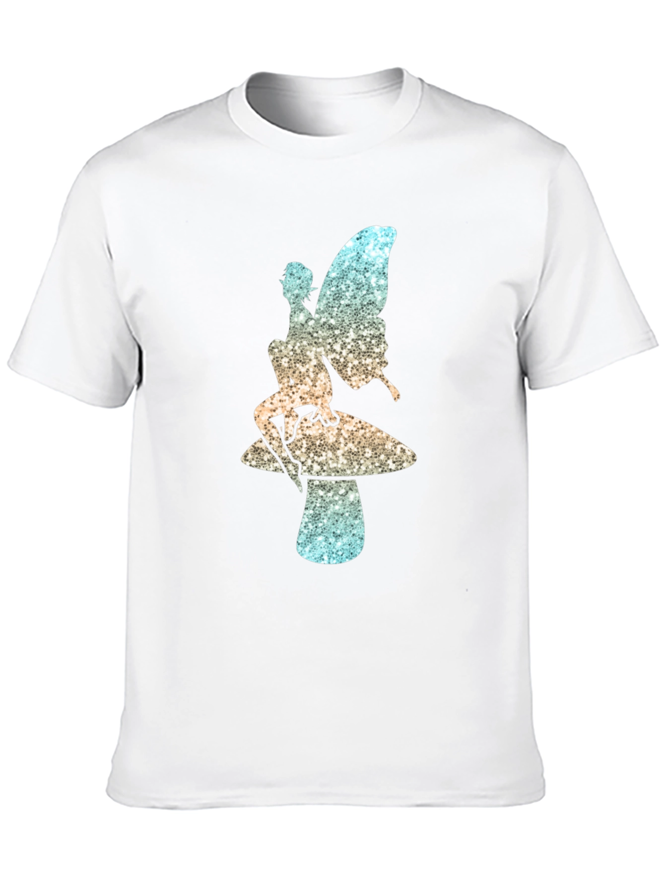 Fairy on Mushroom Black T-Shirt Unique Design