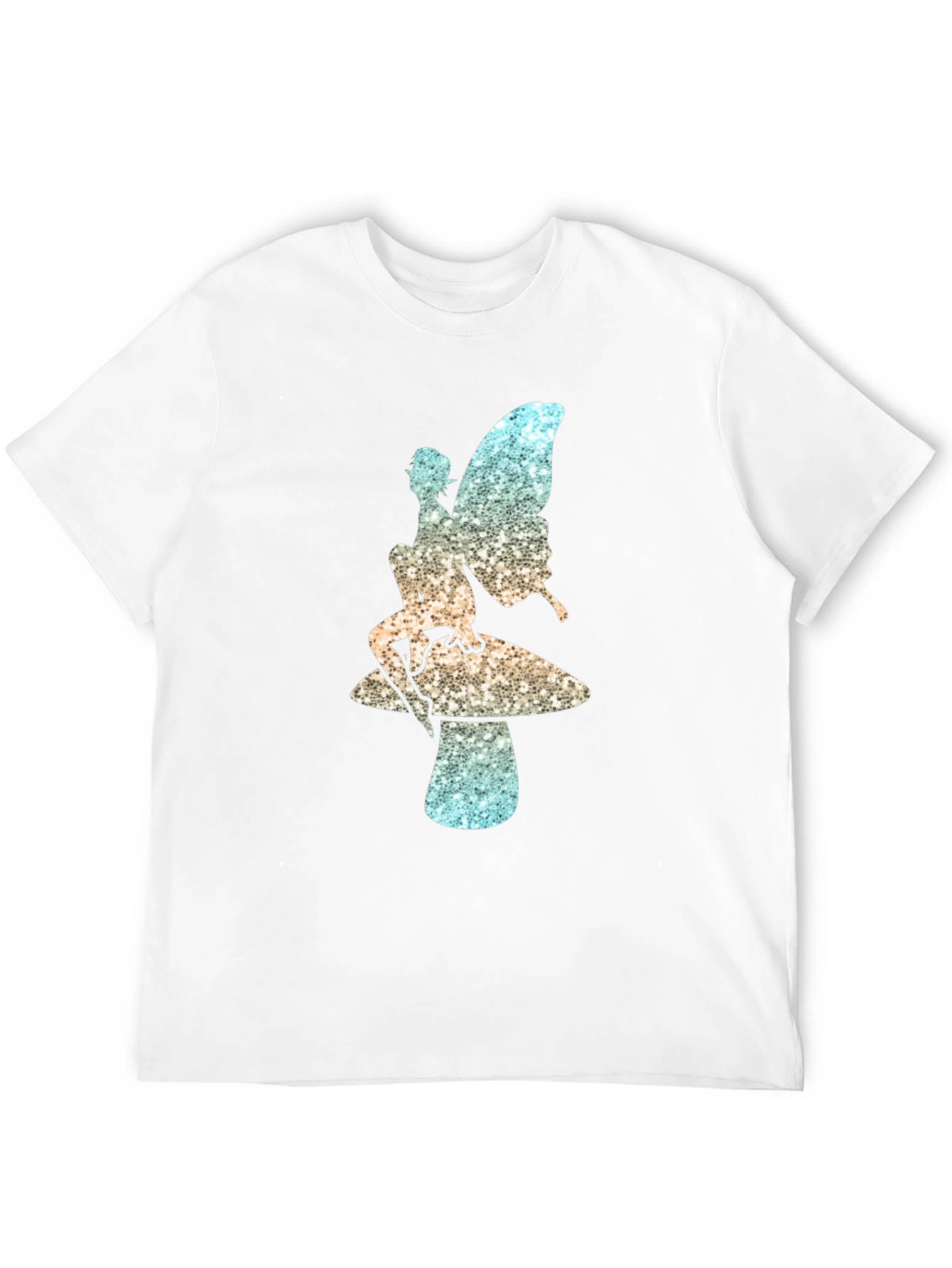 Fairy on Mushroom Black T-Shirt Unique Design