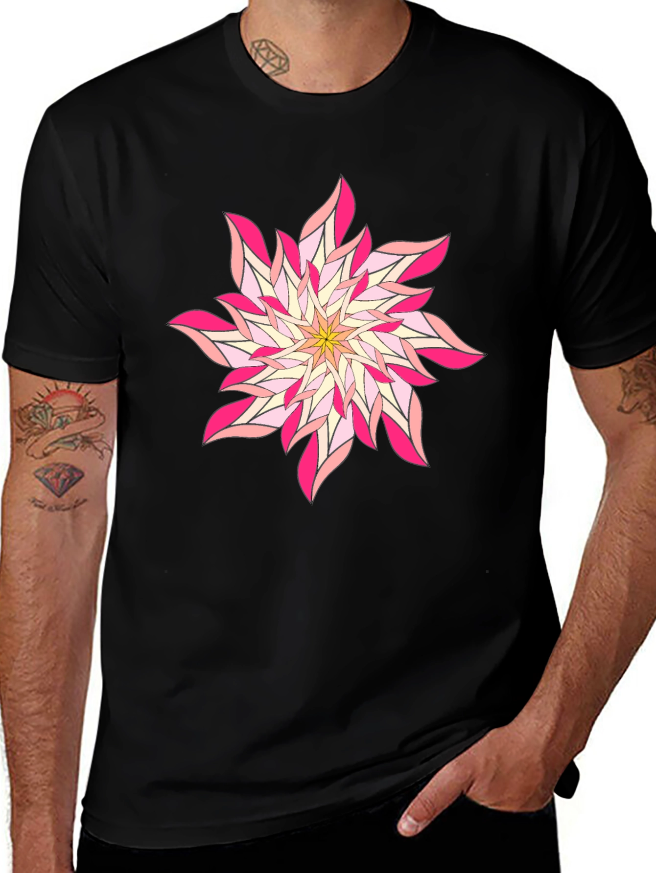 Floral Print Black T-Shirt