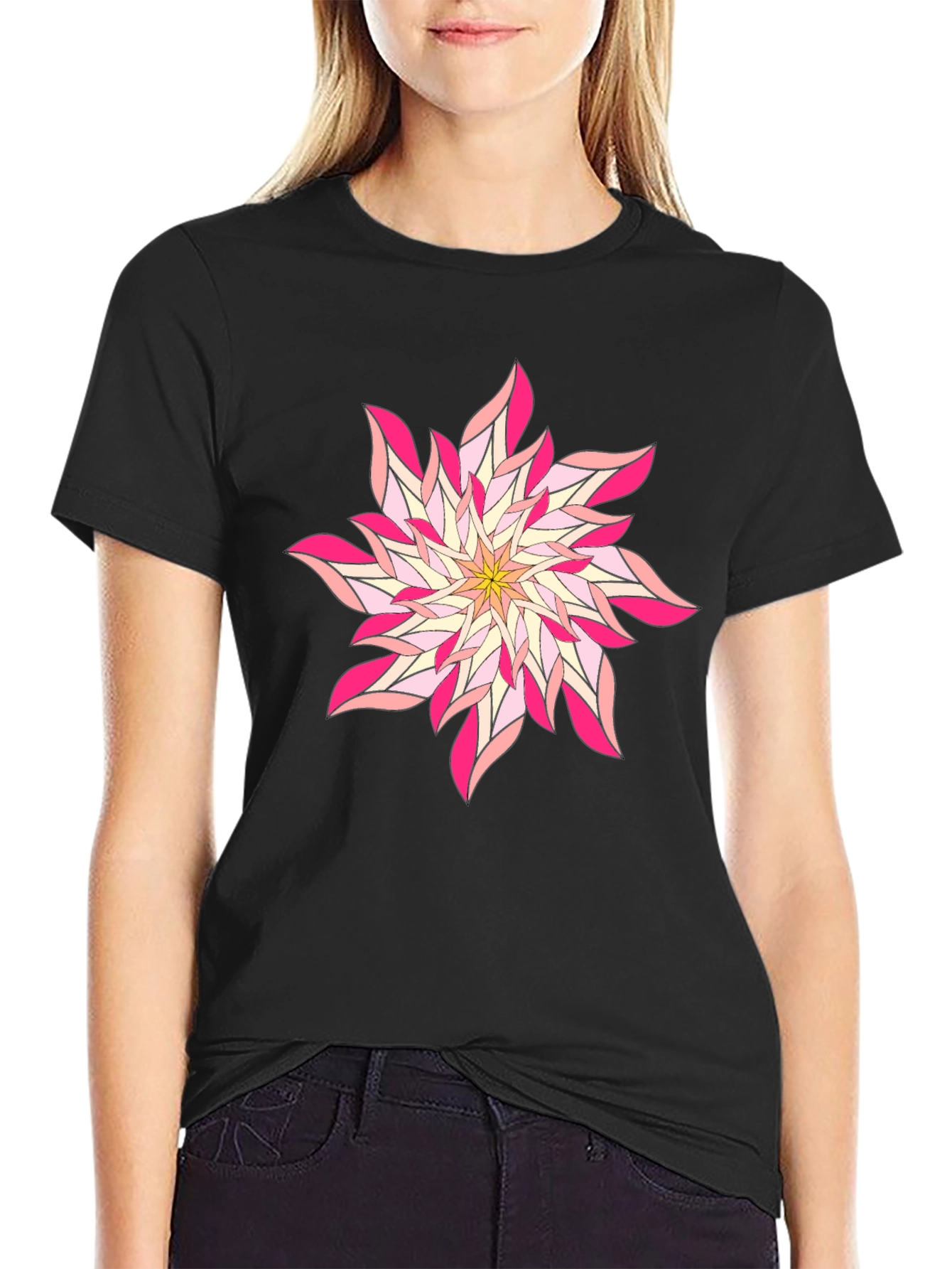 Floral Print Black T-Shirt
