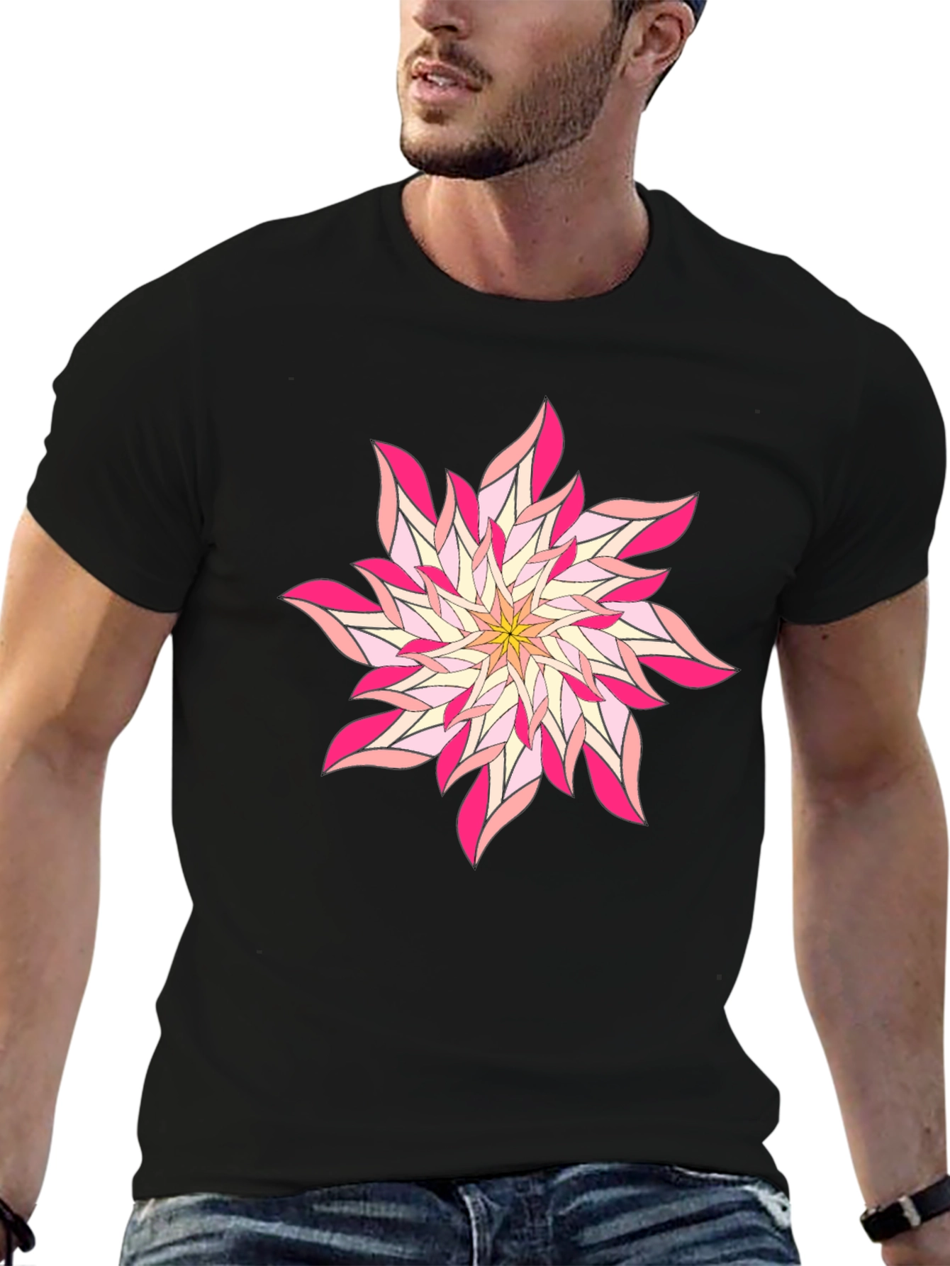 Floral Print Black T-Shirt