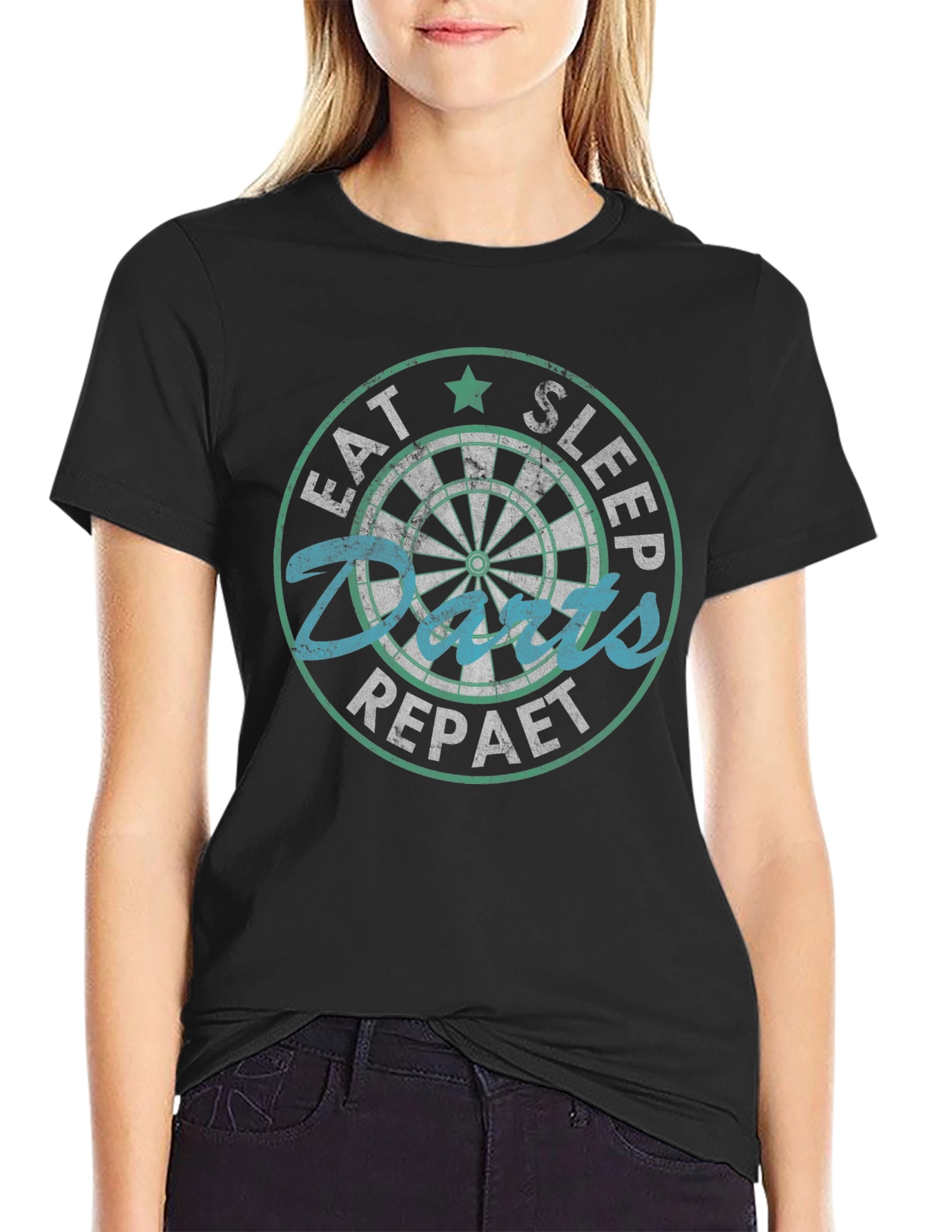 Eat Sleep Darts Repeat T-Shirt - Dartboard Graphic Tee