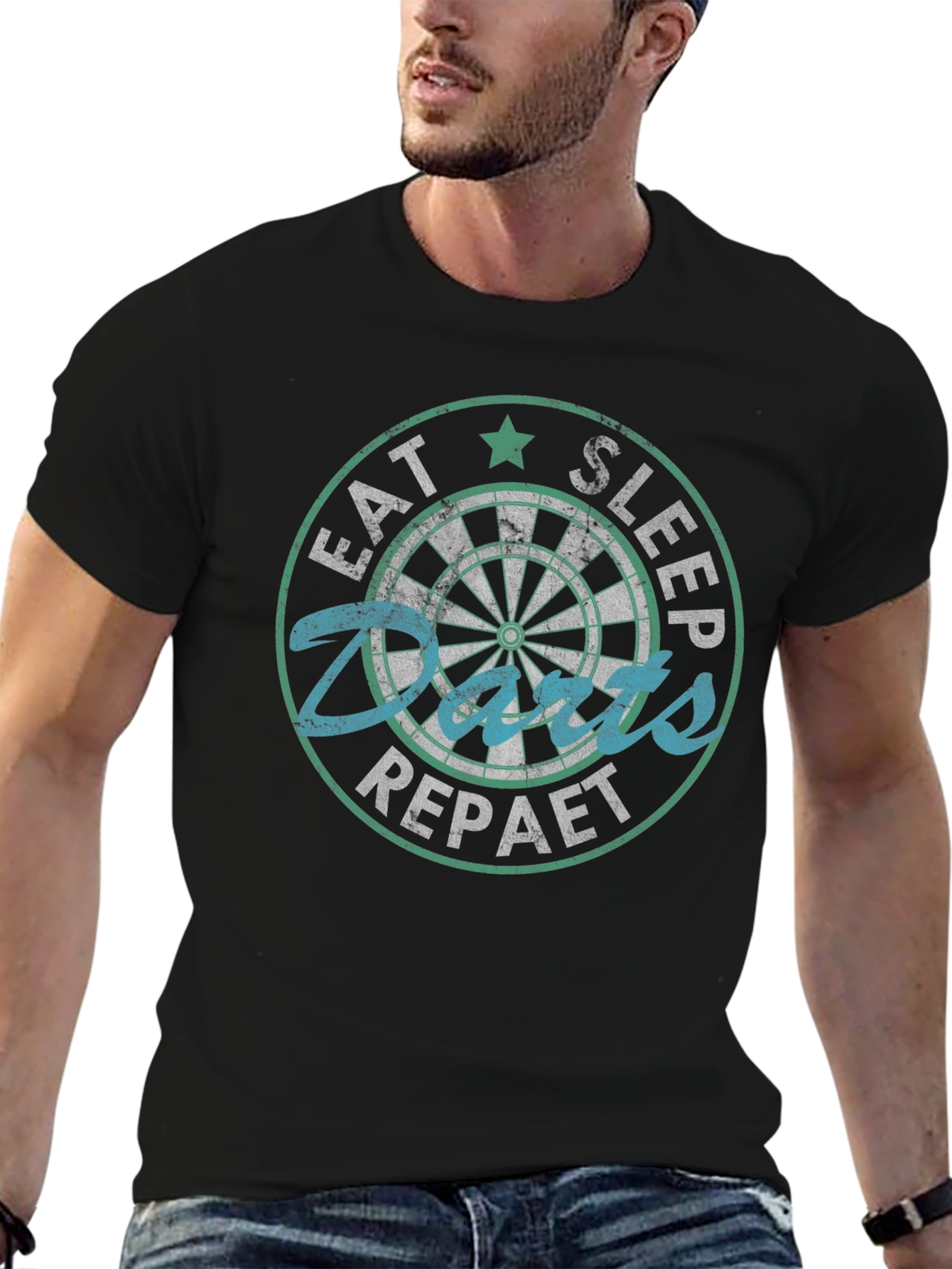 Eat Sleep Darts Repeat T-Shirt - Dartboard Graphic Tee