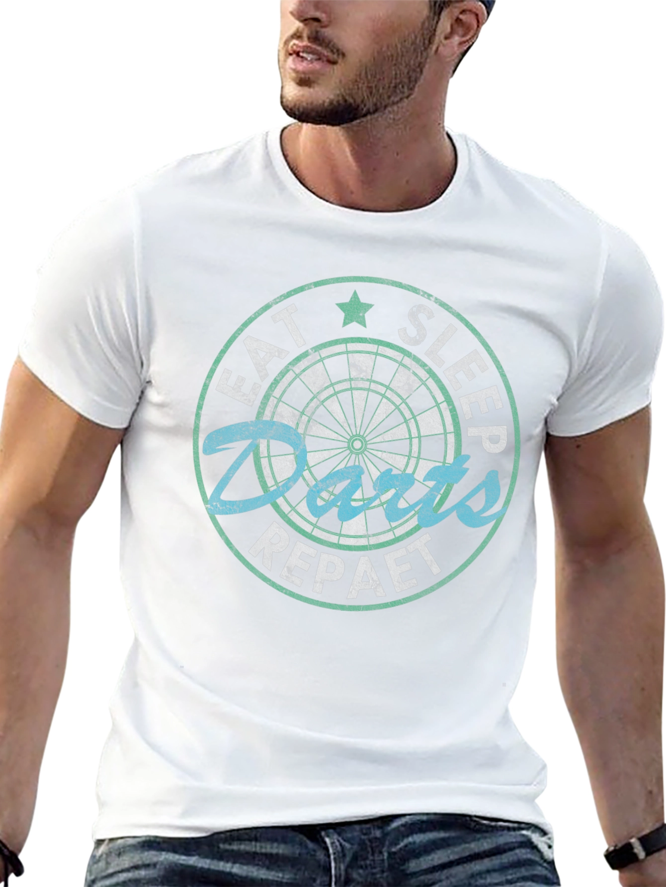 Eat Sleep Darts Repeat T-Shirt - Dartboard Graphic Tee