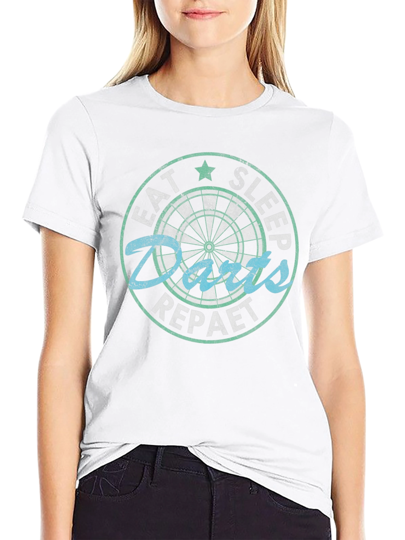Eat Sleep Darts Repeat T-Shirt - Dartboard Graphic Tee