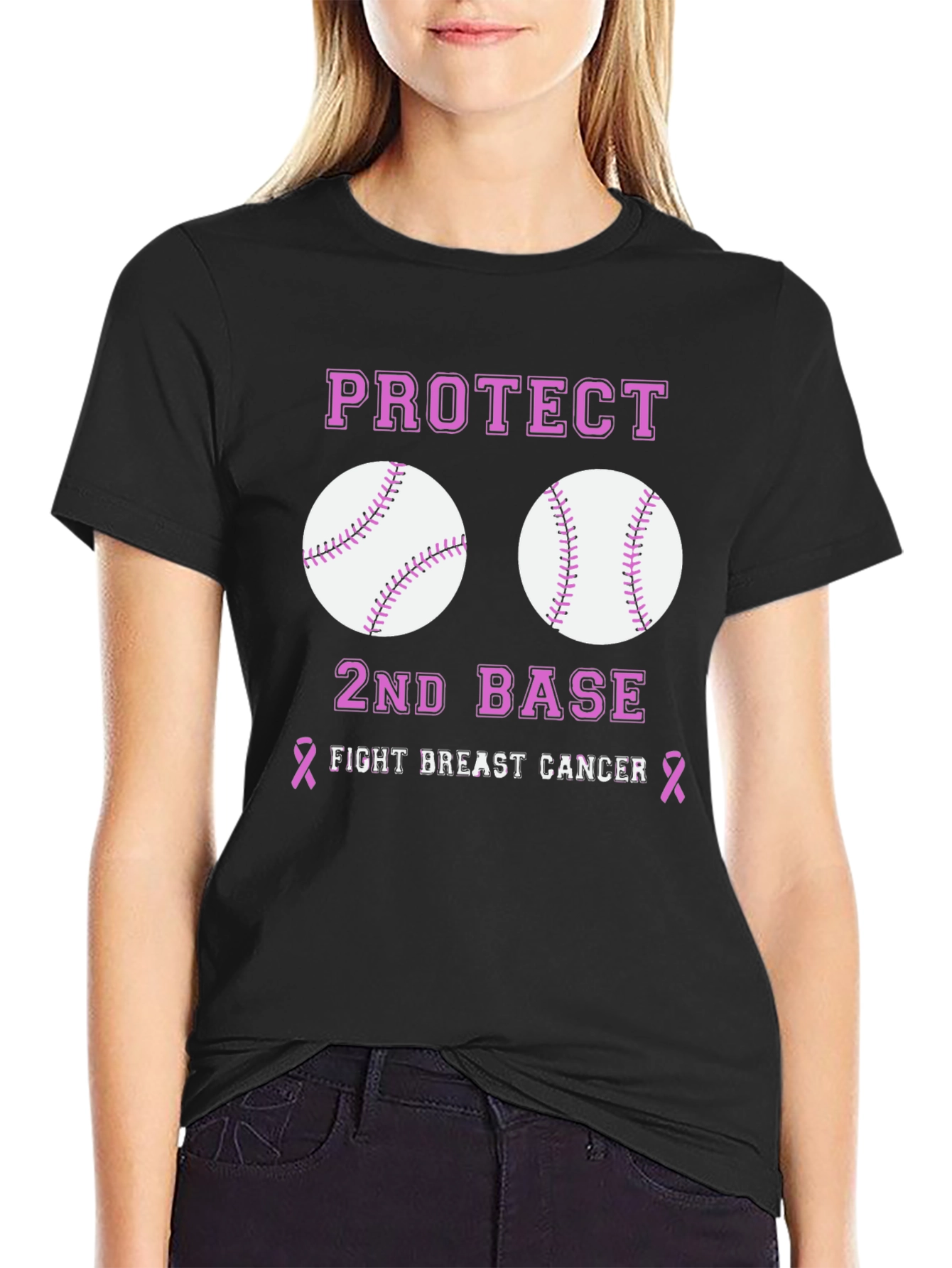 Protect 2nd Base Breast Cancer Awareness T-Shirt