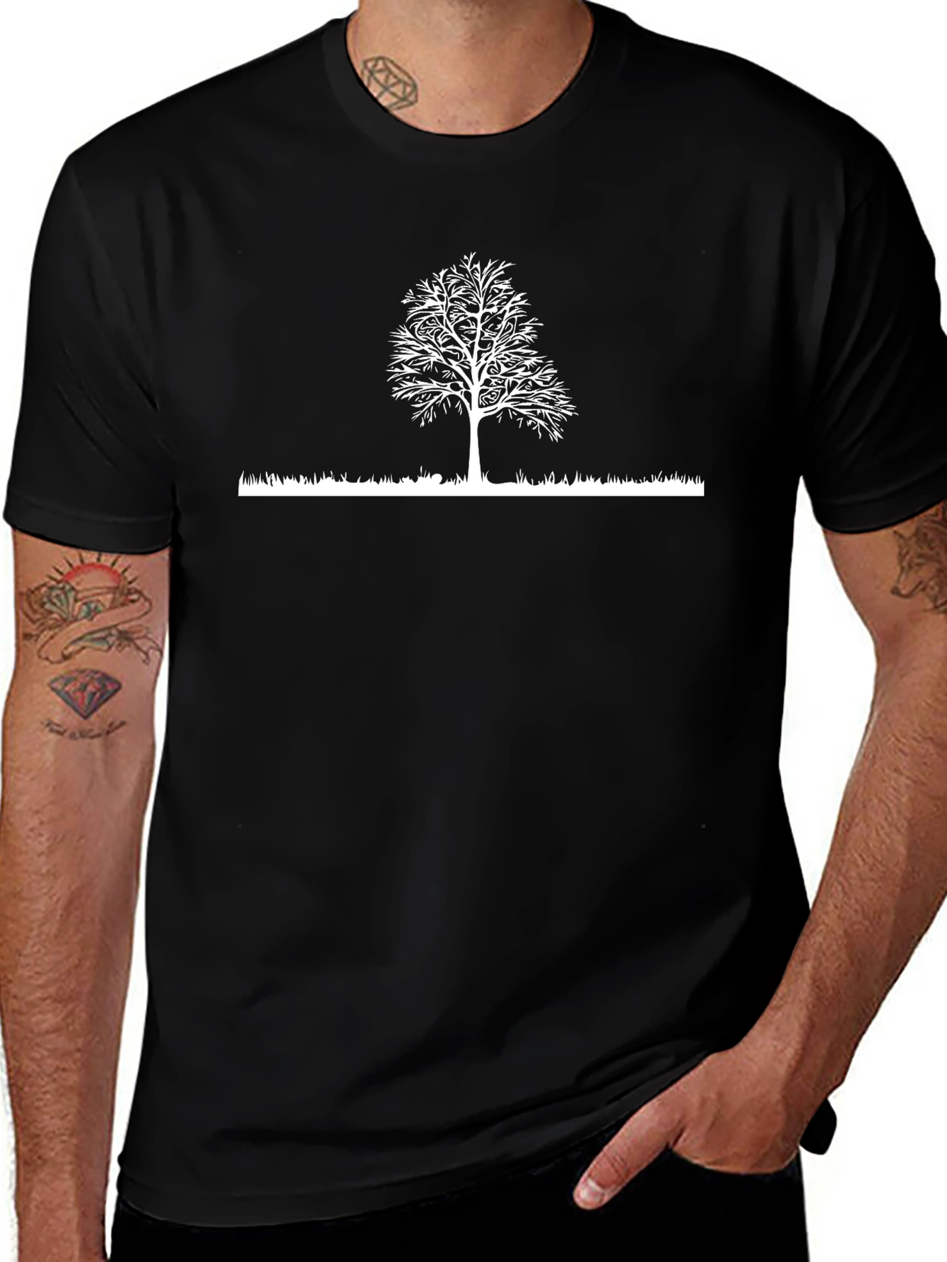 Nature Tree Graphic Tee - Black Cotton