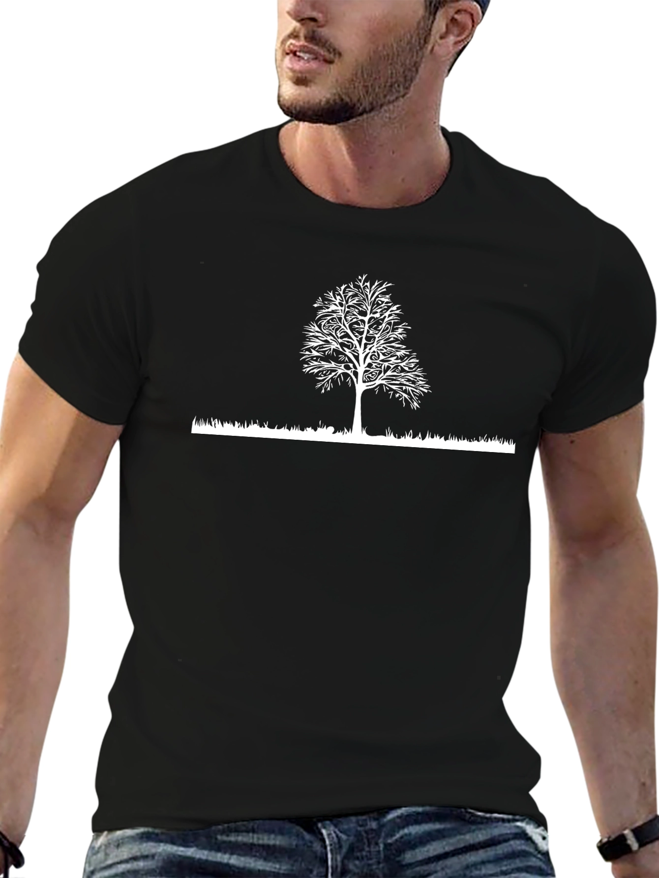 Nature Tree Graphic Tee - Black Cotton