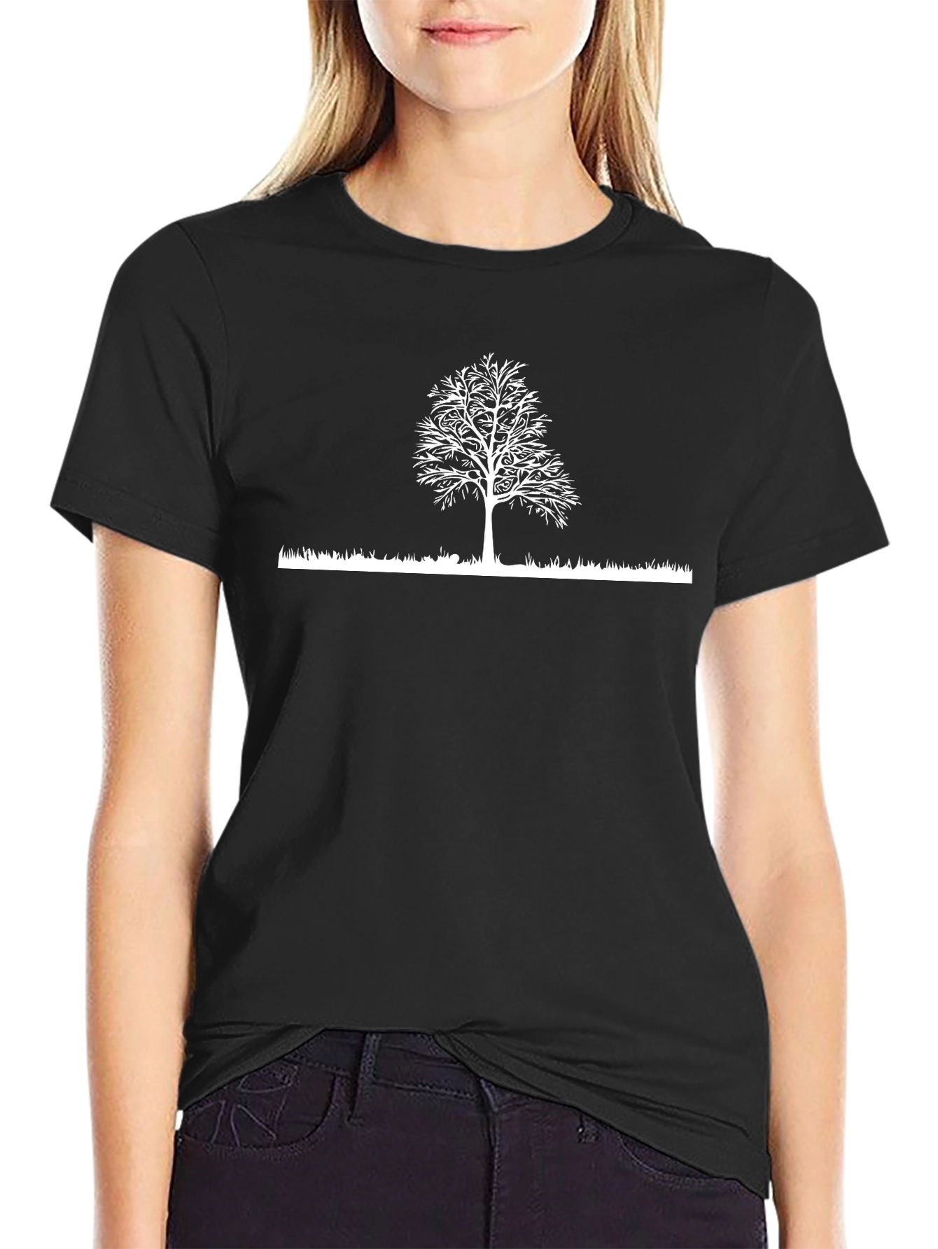 Nature Tree Graphic Tee - Black Cotton