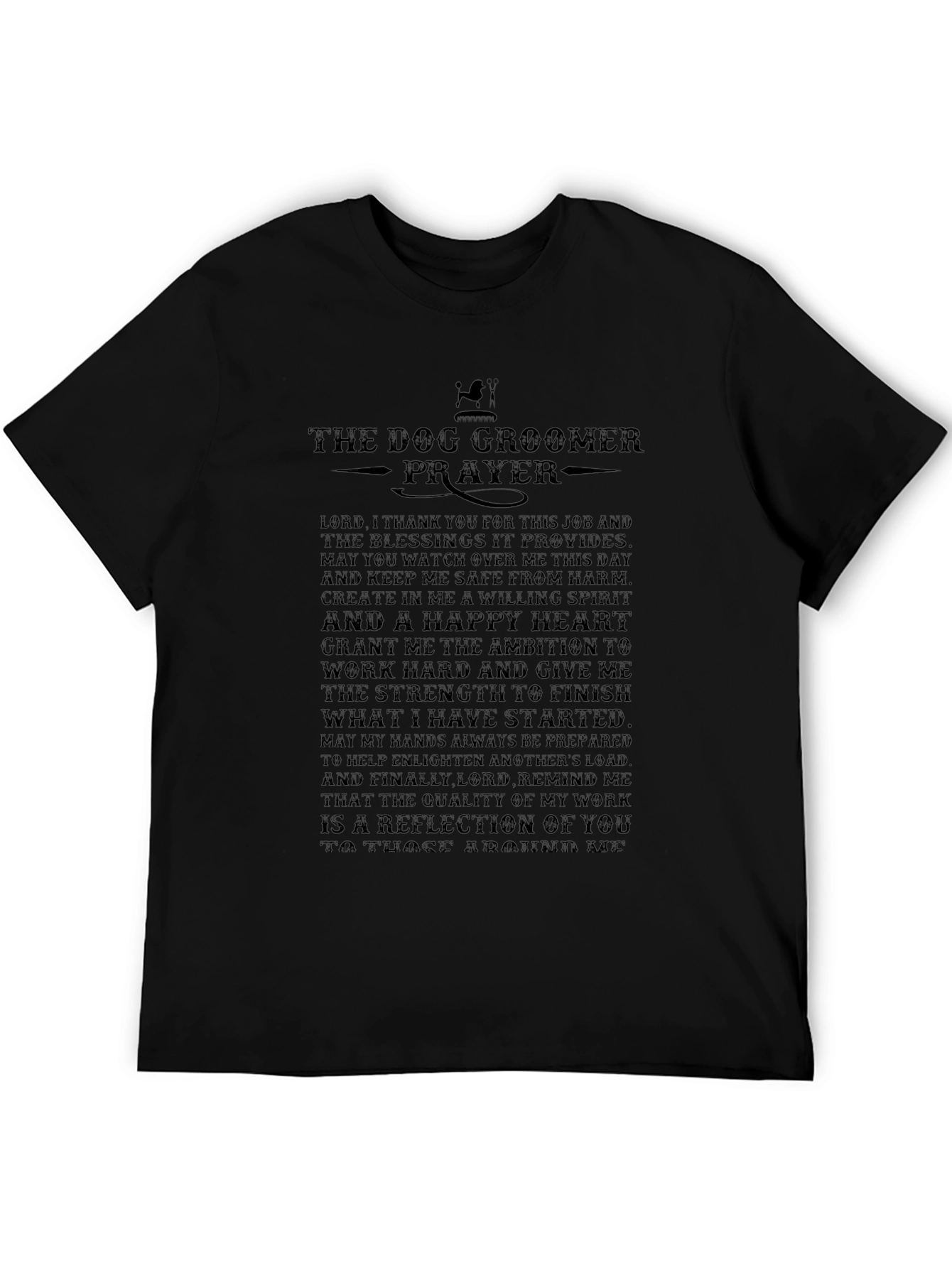 Dog Groomer Prayer Black T-Shirt