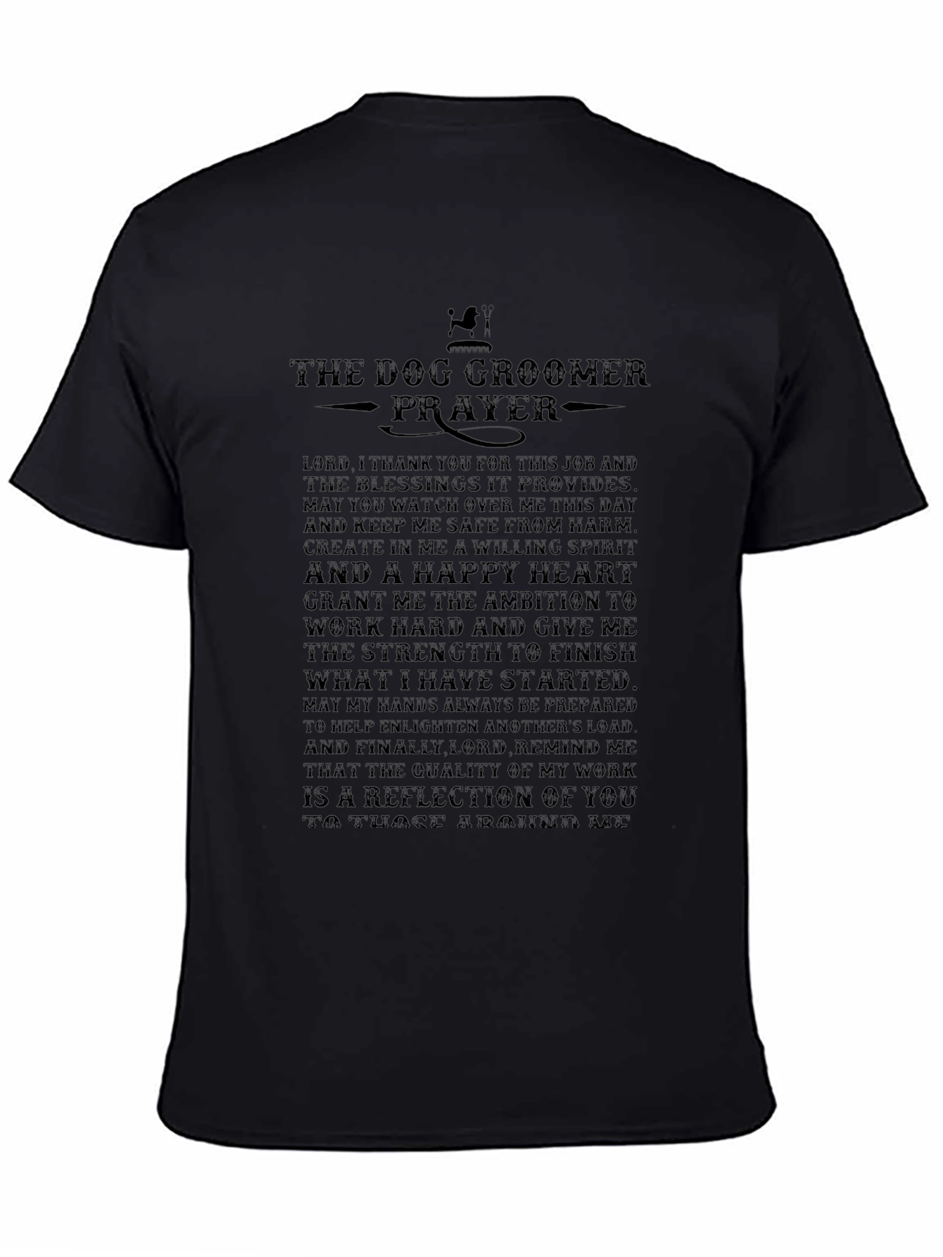 Dog Groomer Prayer Black T-Shirt