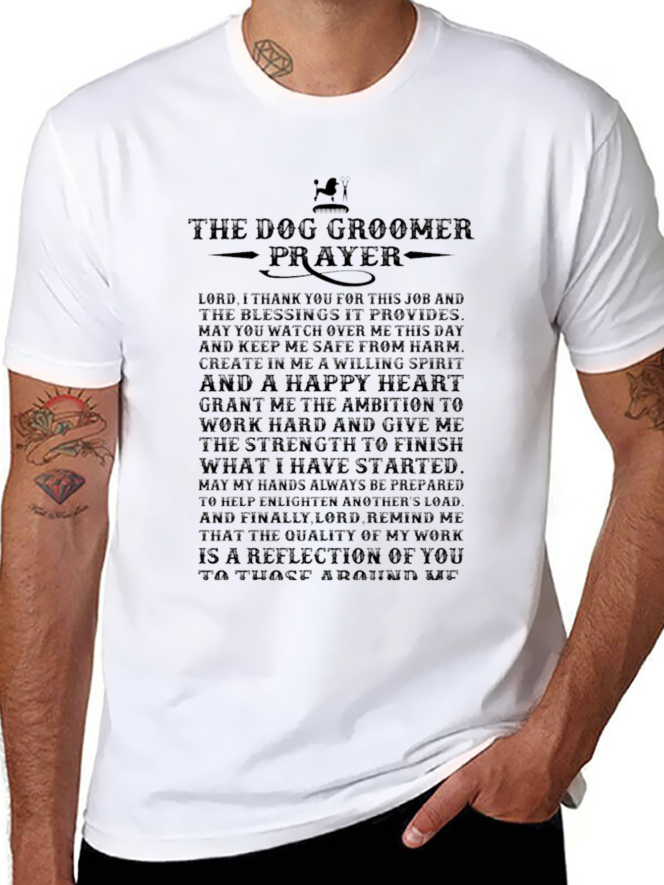 Dog Groomer Prayer Black T-Shirt