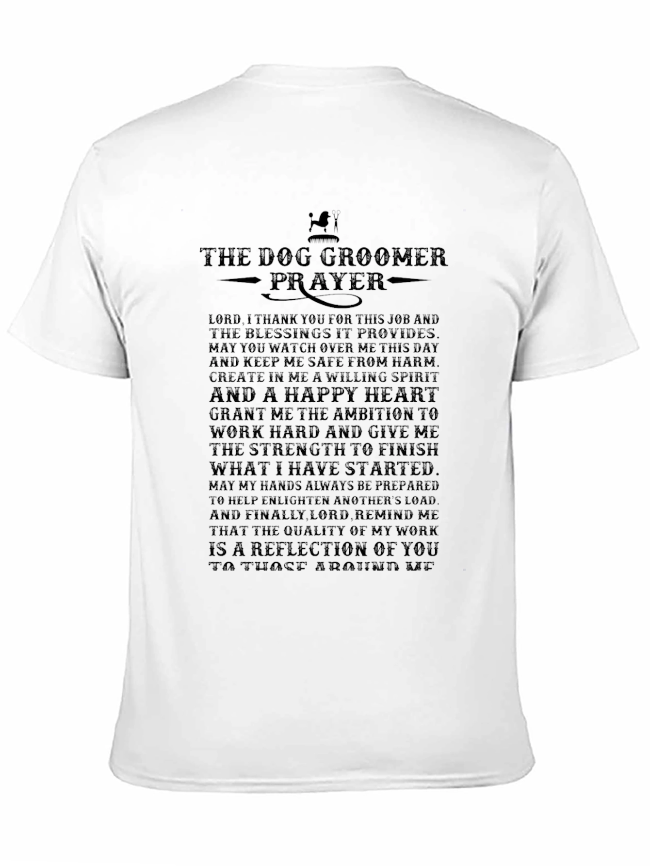 Dog Groomer Prayer Black T-Shirt