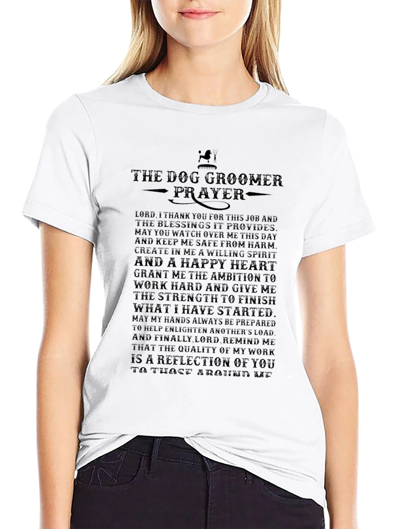 Dog Groomer Prayer Black T-Shirt