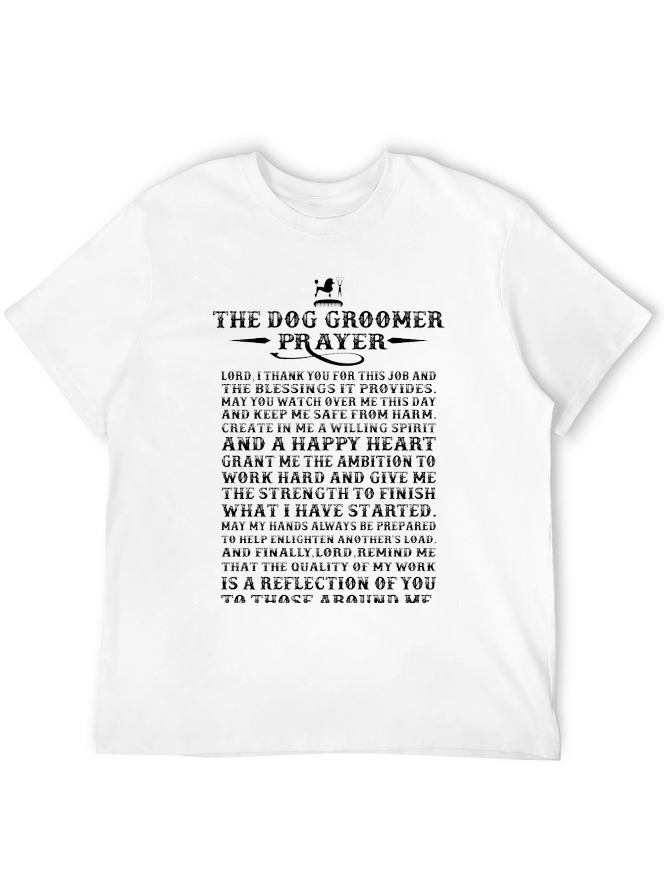 Dog Groomer Prayer Black T-Shirt