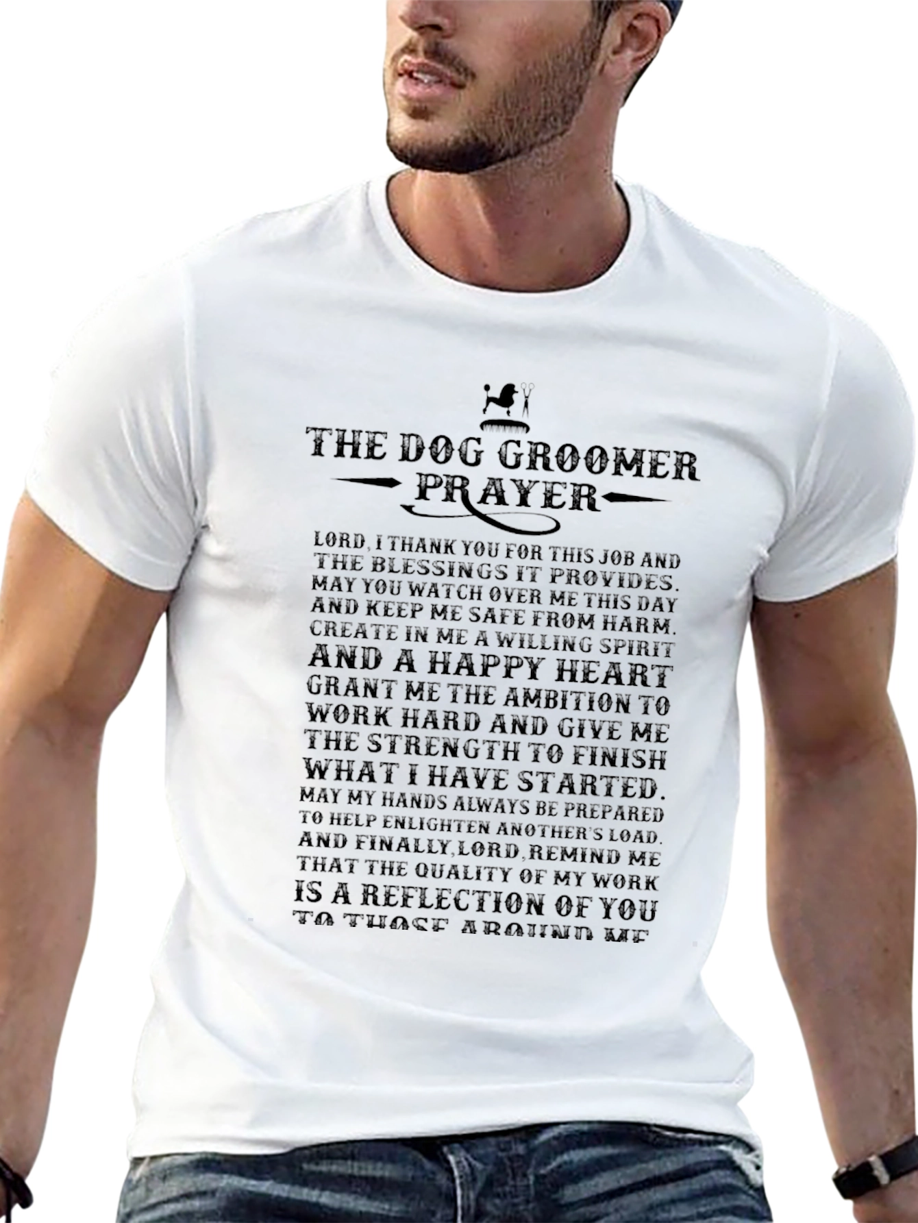 Dog Groomer Prayer Black T-Shirt