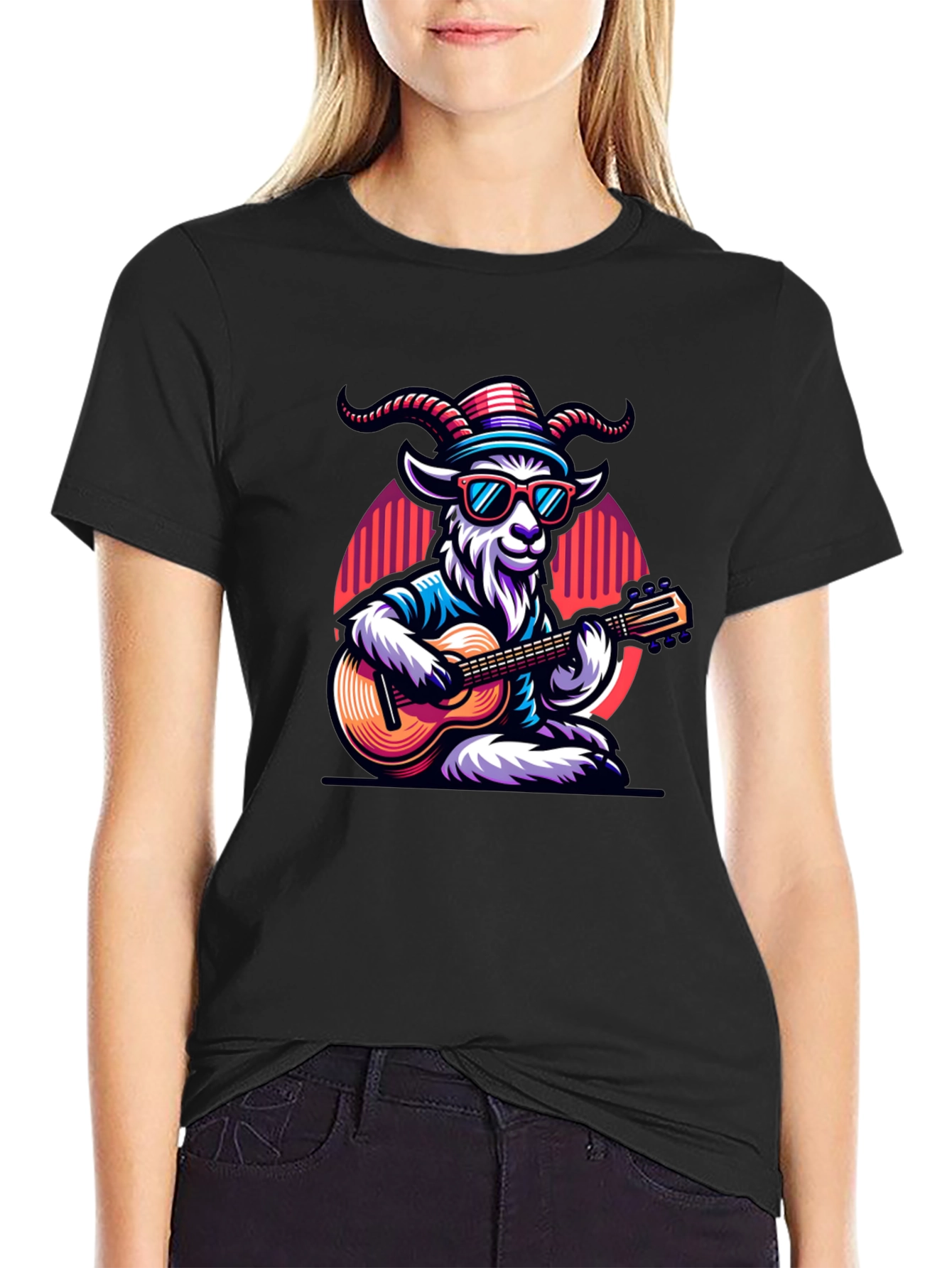 Cool Goat Guitar Player T-Shirt