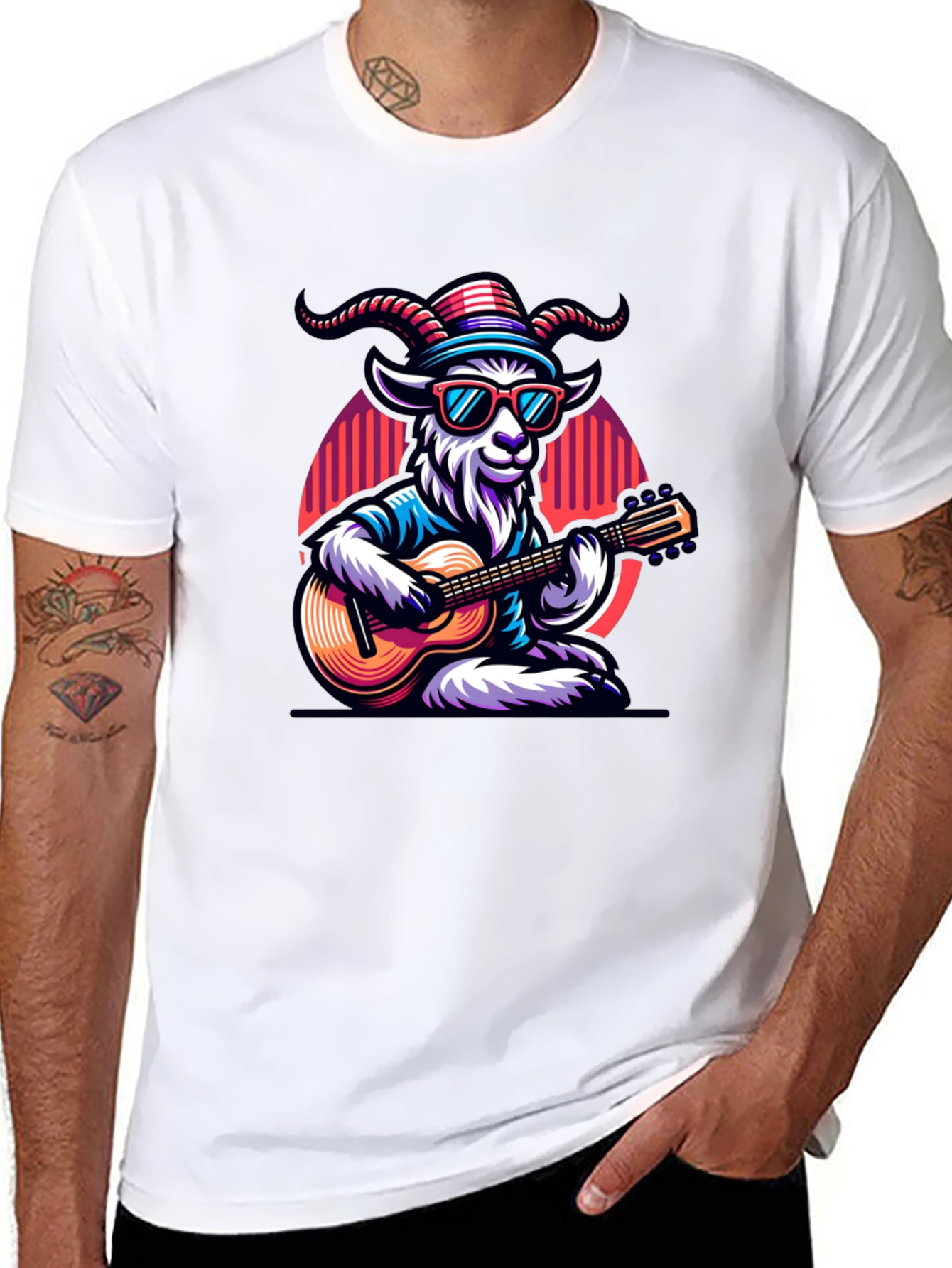 Cool Goat Guitar Player T-Shirt