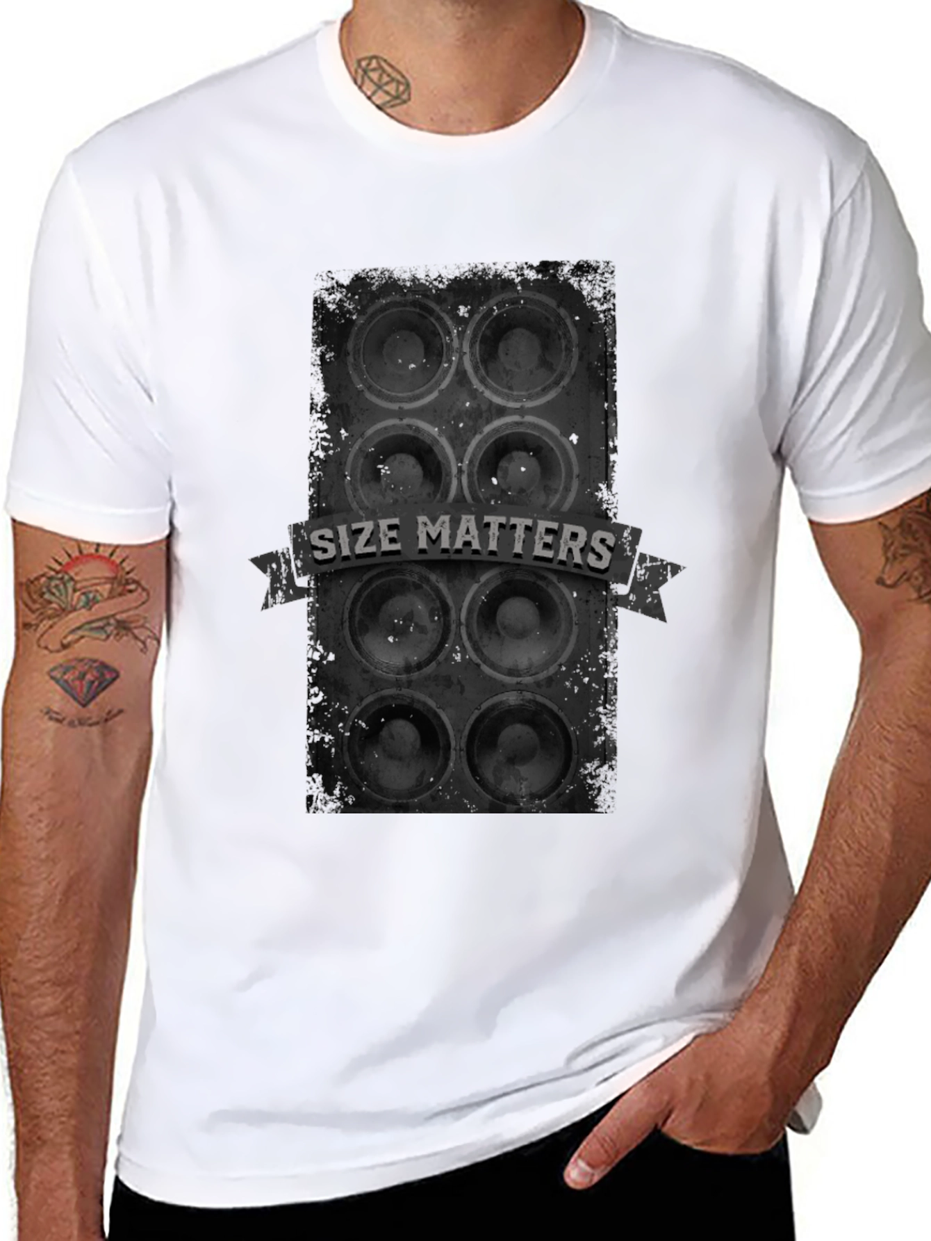 Size Matters Loud Speaker T-Shirt - Black