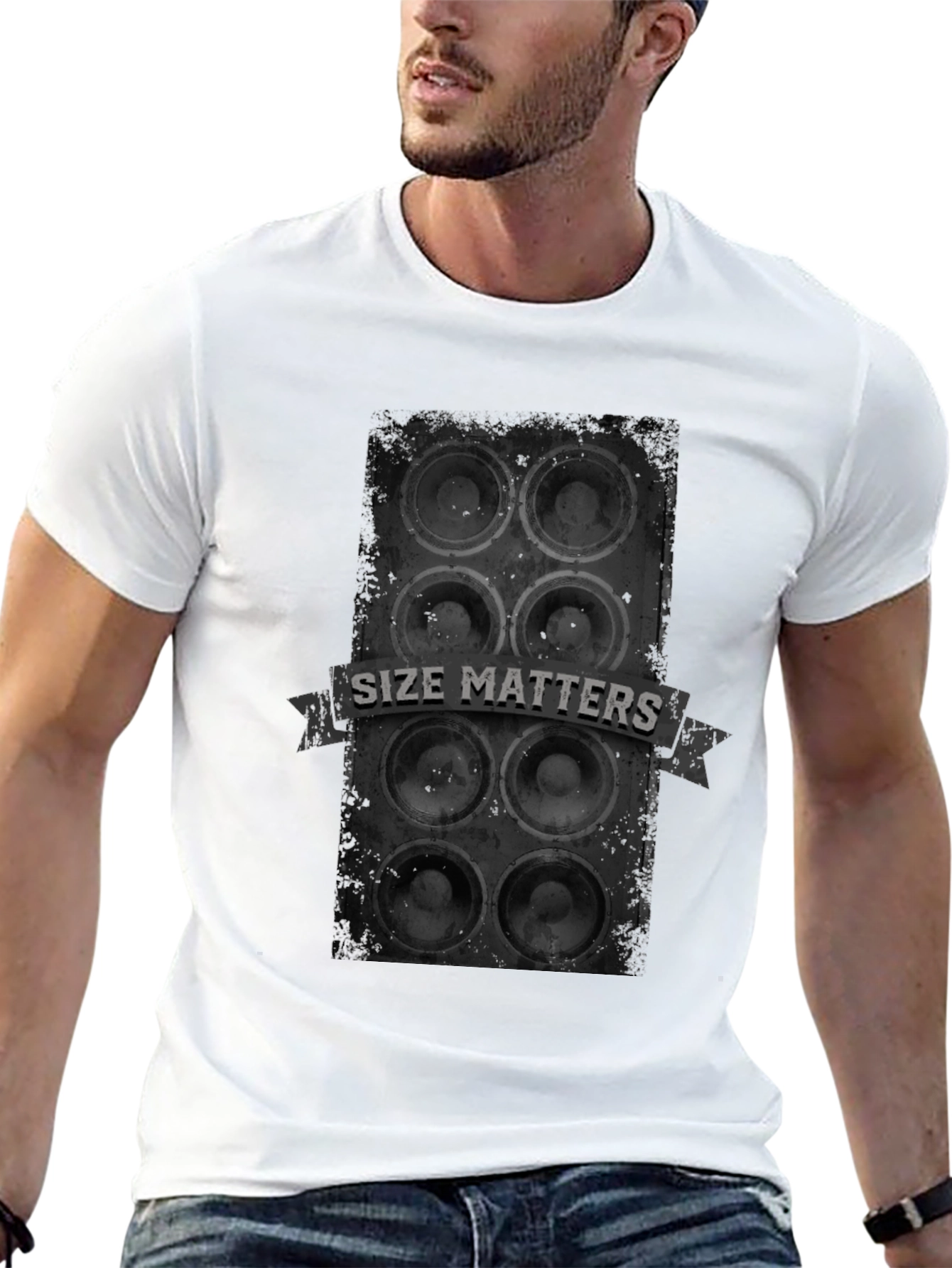 Size Matters Loud Speaker T-Shirt - Black