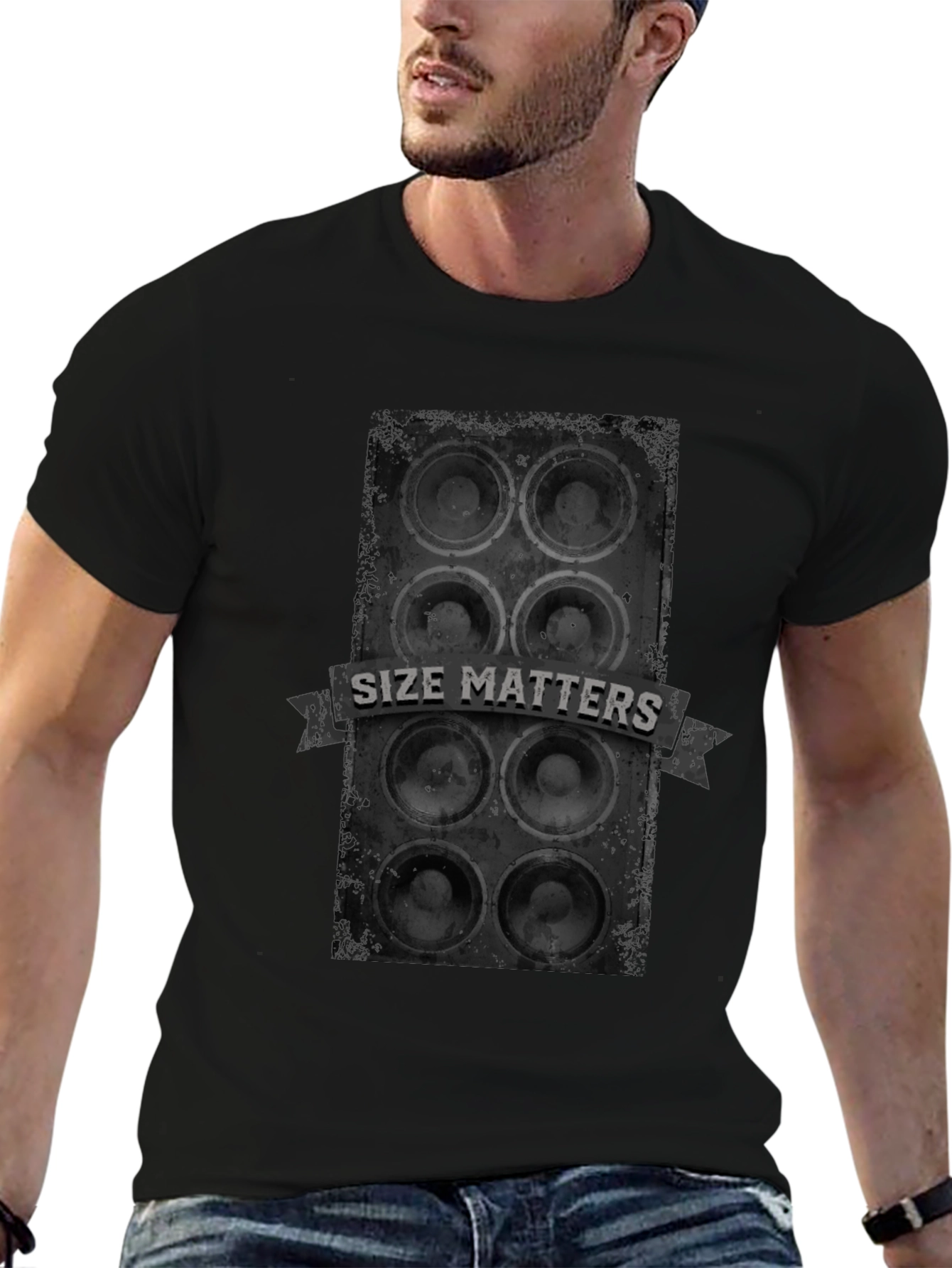 Size Matters Loud Speaker T-Shirt - Black