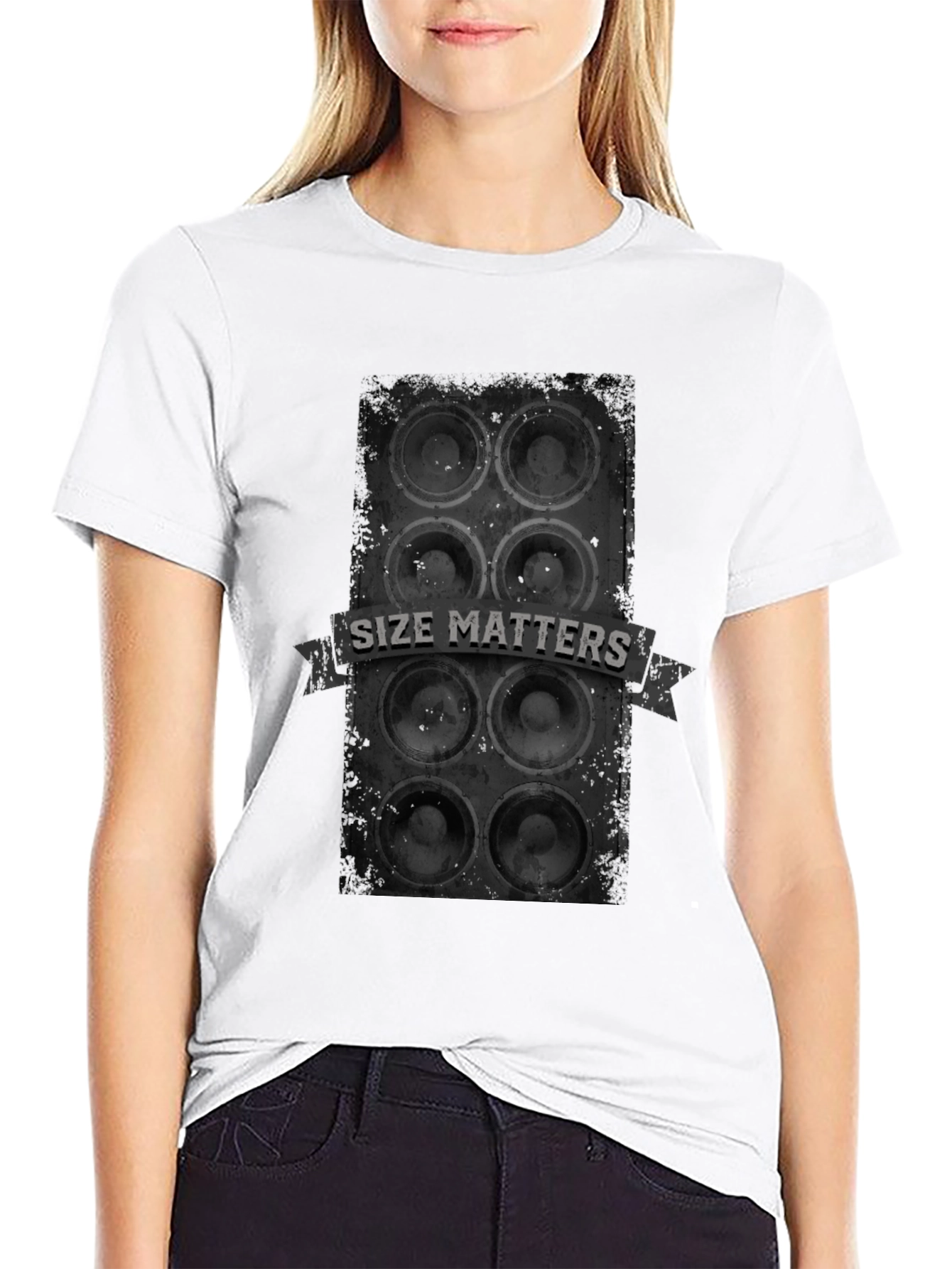 Size Matters Loud Speaker T-Shirt - Black
