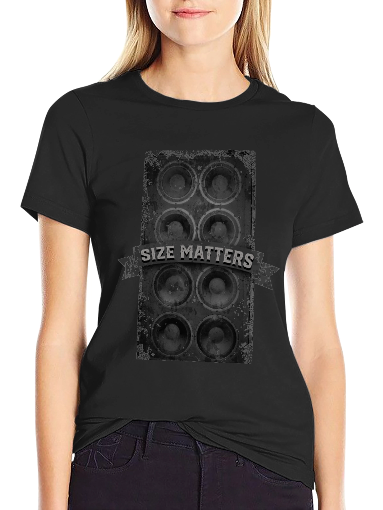 Size Matters Loud Speaker T-Shirt - Black