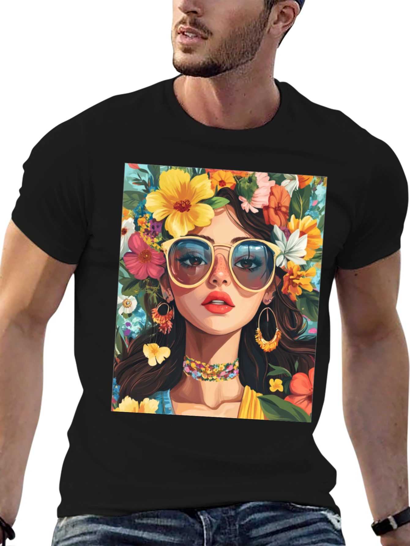 Floral Girl Graphic Tee - Stylish Unisex T-Shirt