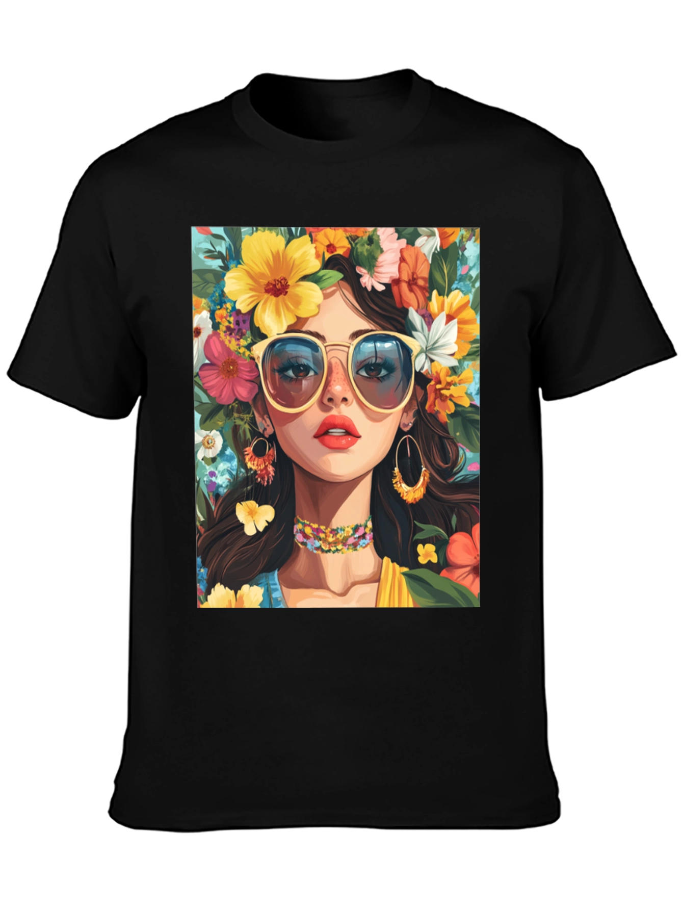 Floral Girl Graphic Tee - Stylish Unisex T-Shirt