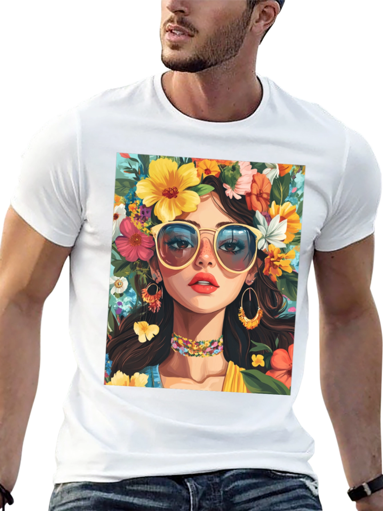 Floral Girl Graphic Tee - Stylish Unisex T-Shirt