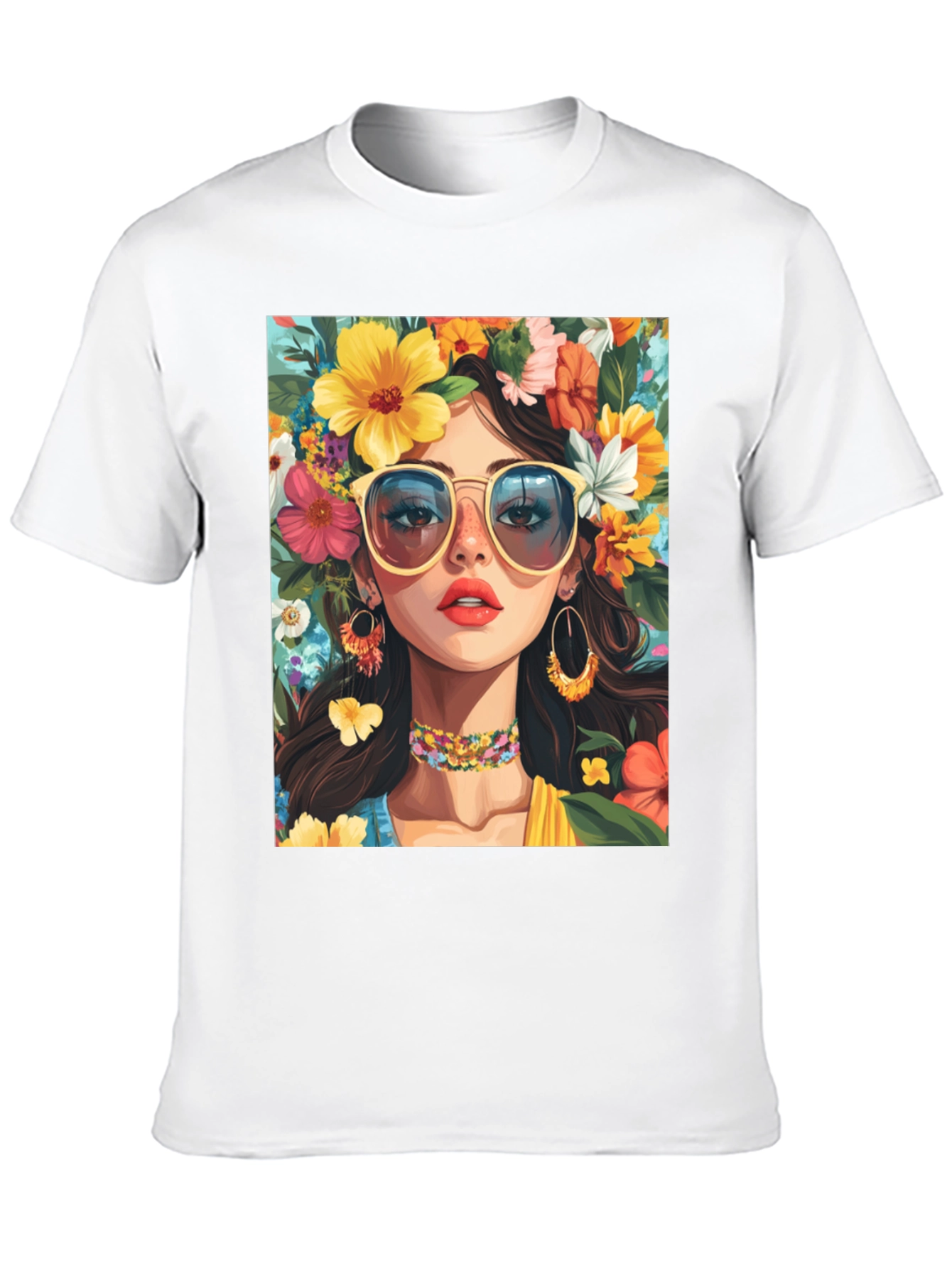 Floral Girl Graphic Tee - Stylish Unisex T-Shirt