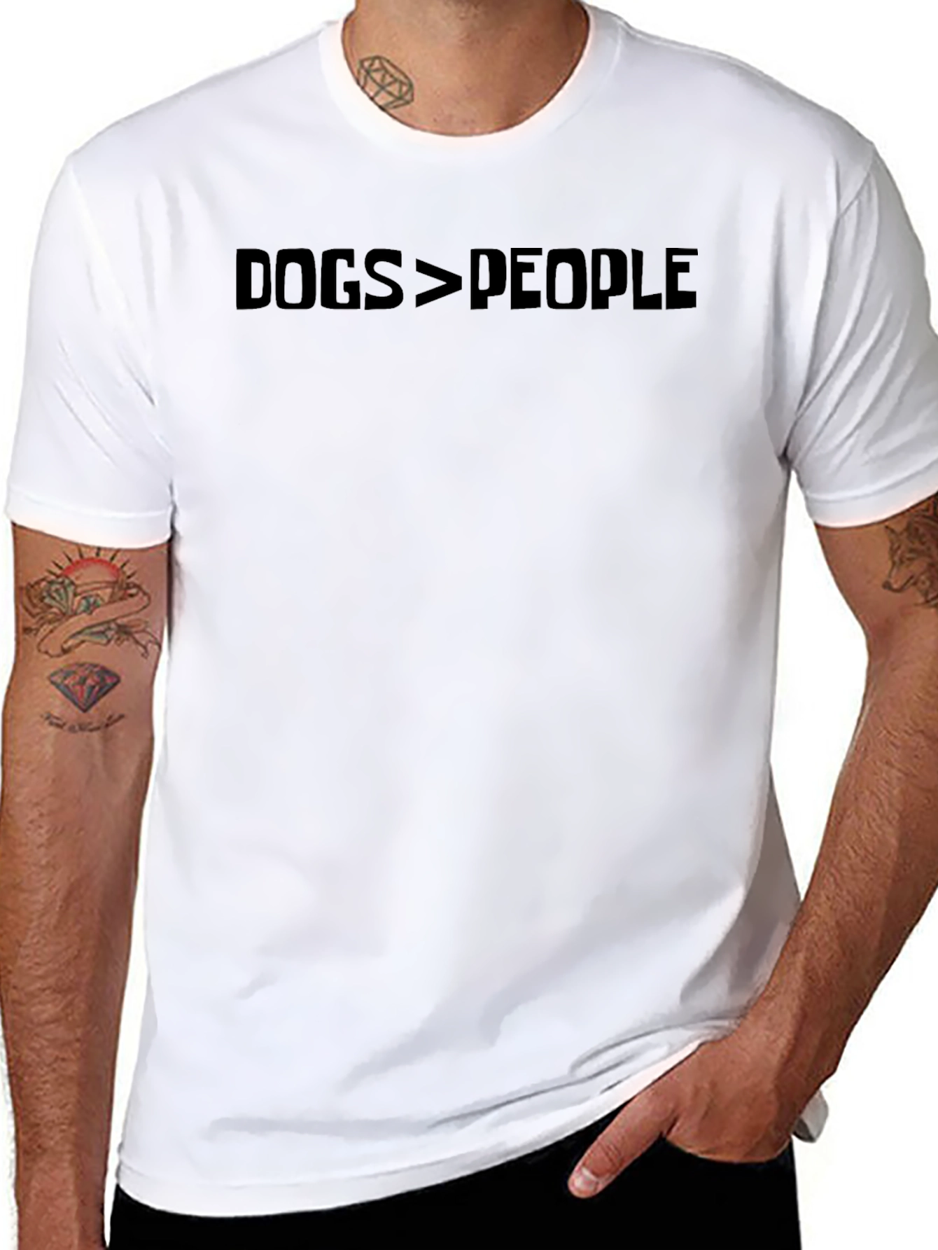 Dogs > People Graphic Tee - Black Cotton T-Shirt